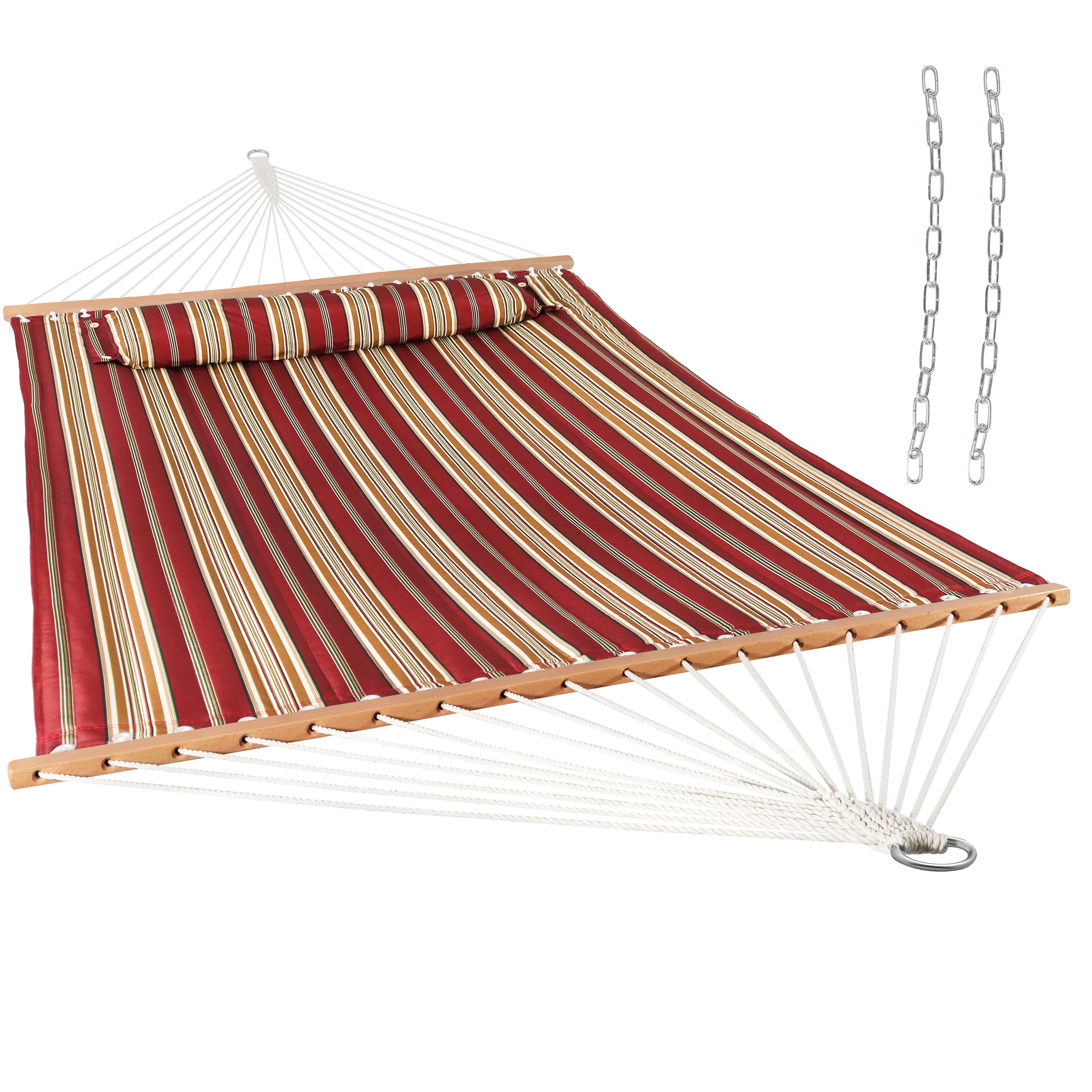 Sunnydaze Decor LY-QFH-RD Red Stripe Fabric Hammock
