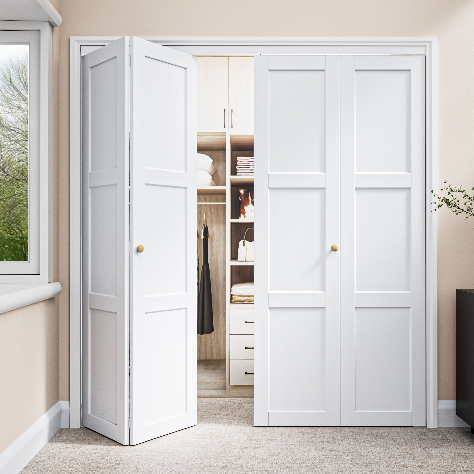 JUJUBON IN-BIWT-BF-XB-3L-72R Bifold-Sliding-Closet-Doors - View #3
