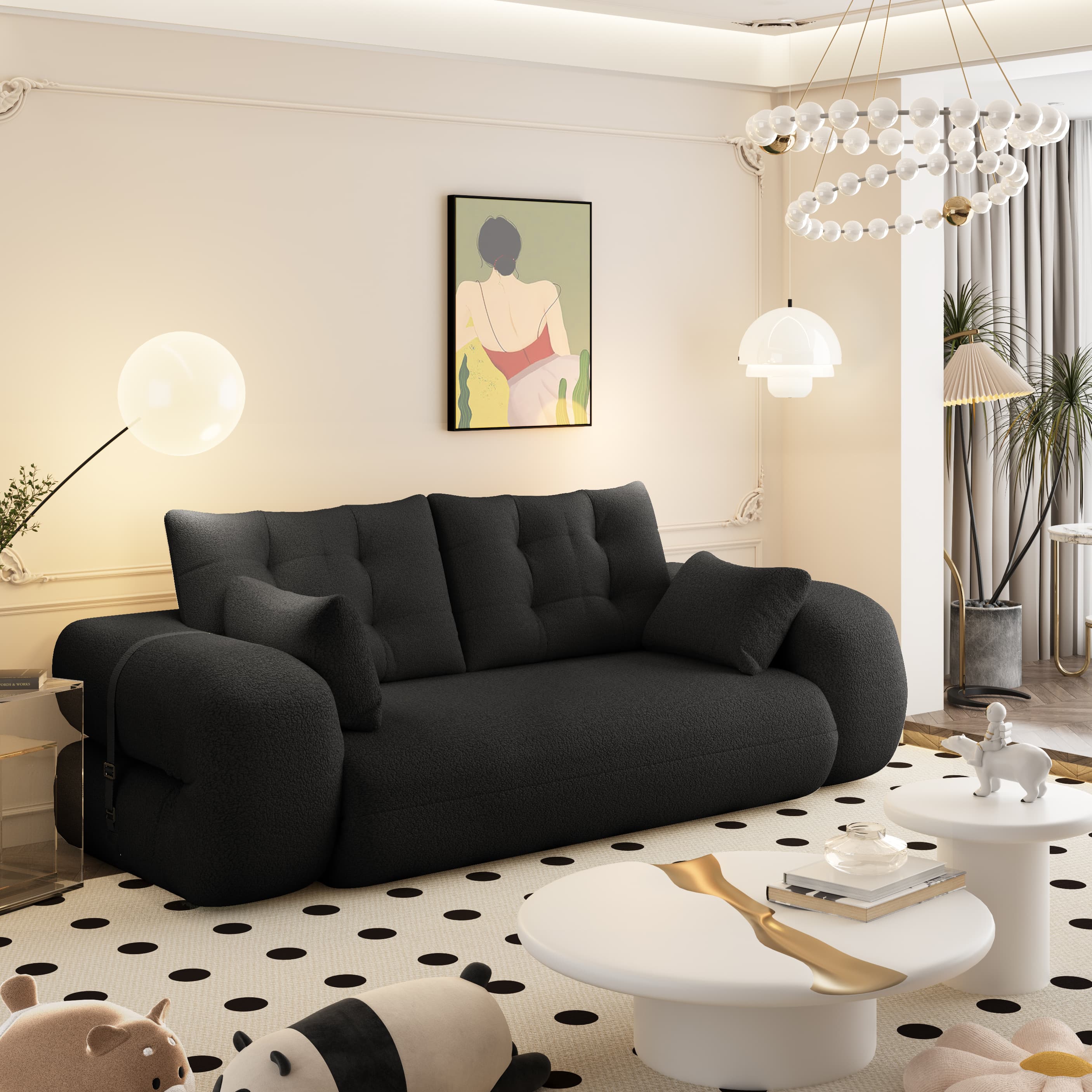 Clihome 78.7-in W Modern Black 2-seater Reclining Loveseat with Slipcover
