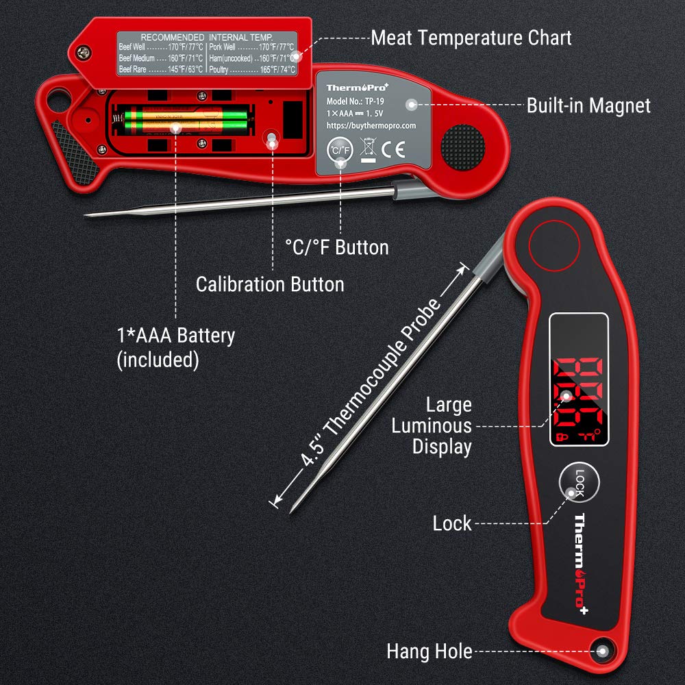 ThermoPro TP19 Waterproof Digital Probe Meat Thermometer in the Meat  Thermometers department at