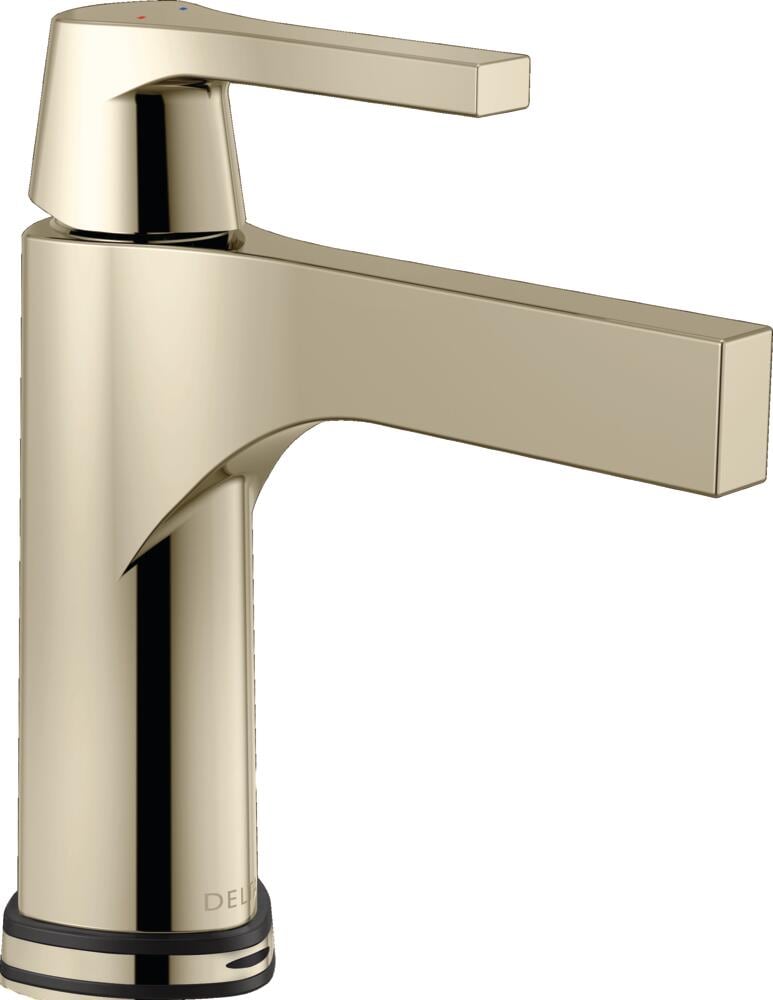 Delta 574T-PN-DST Zura Touch2Oxt Polished Nickel 4-in centerset 1-handle WaterSense Low-arc Residential Handle Bathroom Sink Faucet with Drain with Deck Plate