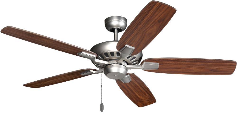 TroposAir 88900 Saturn 52-in Downrod or Flush Mount Satin Steel with Walnut/Cherry Blades Ceiling Fan Light Kit Compatible ( 5 -Blade )