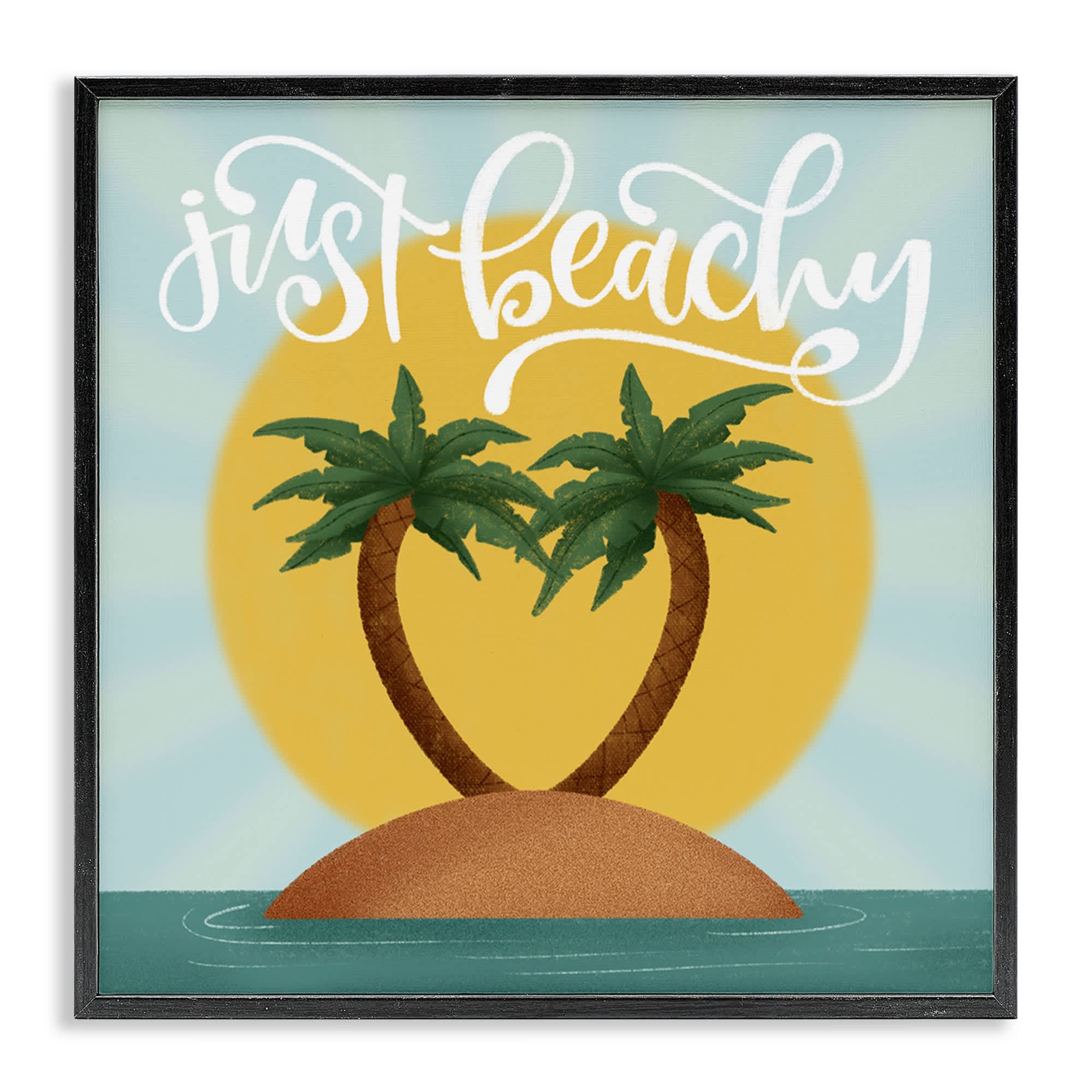 Stupell Industries BT-450-FR-12X12 Just Beachy Tropical Island Black Framed Giclee Art By Sarah Hickman 12 x 12