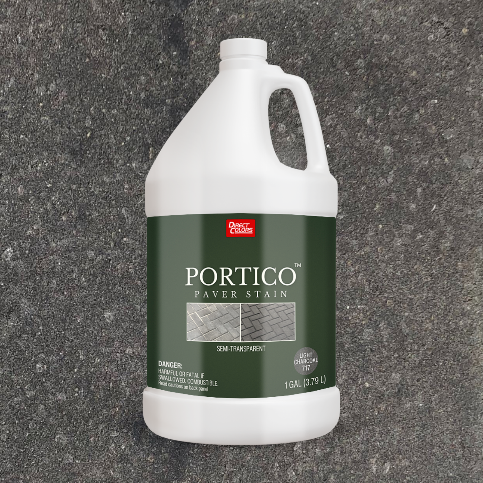 Direct Colors DC-POR-717-1GAL Portico Concrete Paver Stain Light Charcoal Solvent-based Ready-to-use Concrete stain ( 1-gallon )