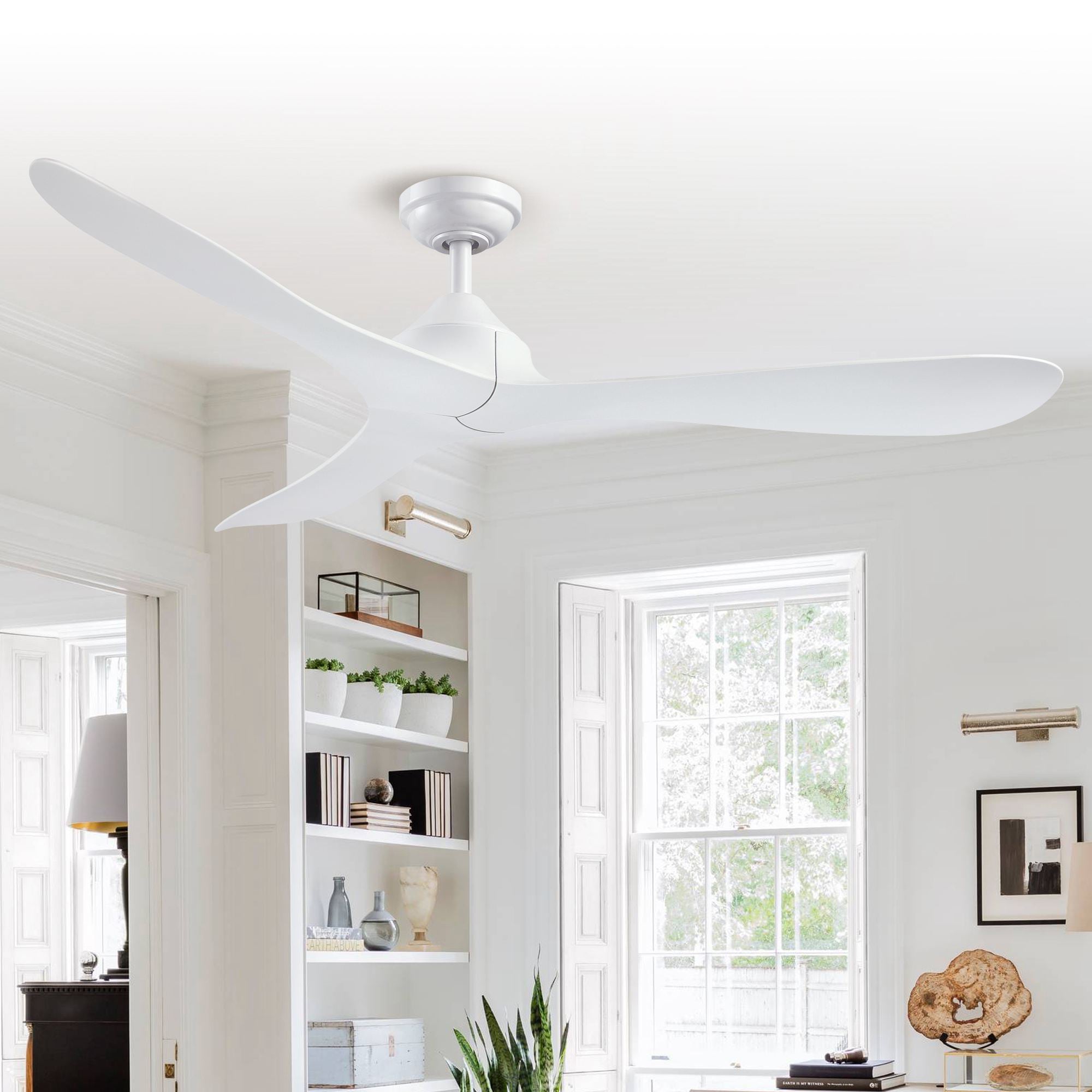 Parrot Uncle BBHTD20170J-WH 56-in White with White Blades Ceiling Fan Without Light - Remote Included ( 3 -Blade )