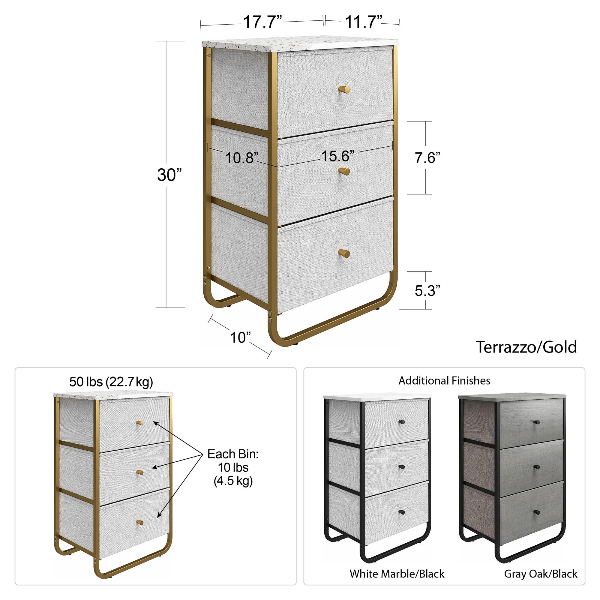 Ameriwood Home 3-Drawers Gray Oak/Defiance Oak Metal Storage Drawer ...