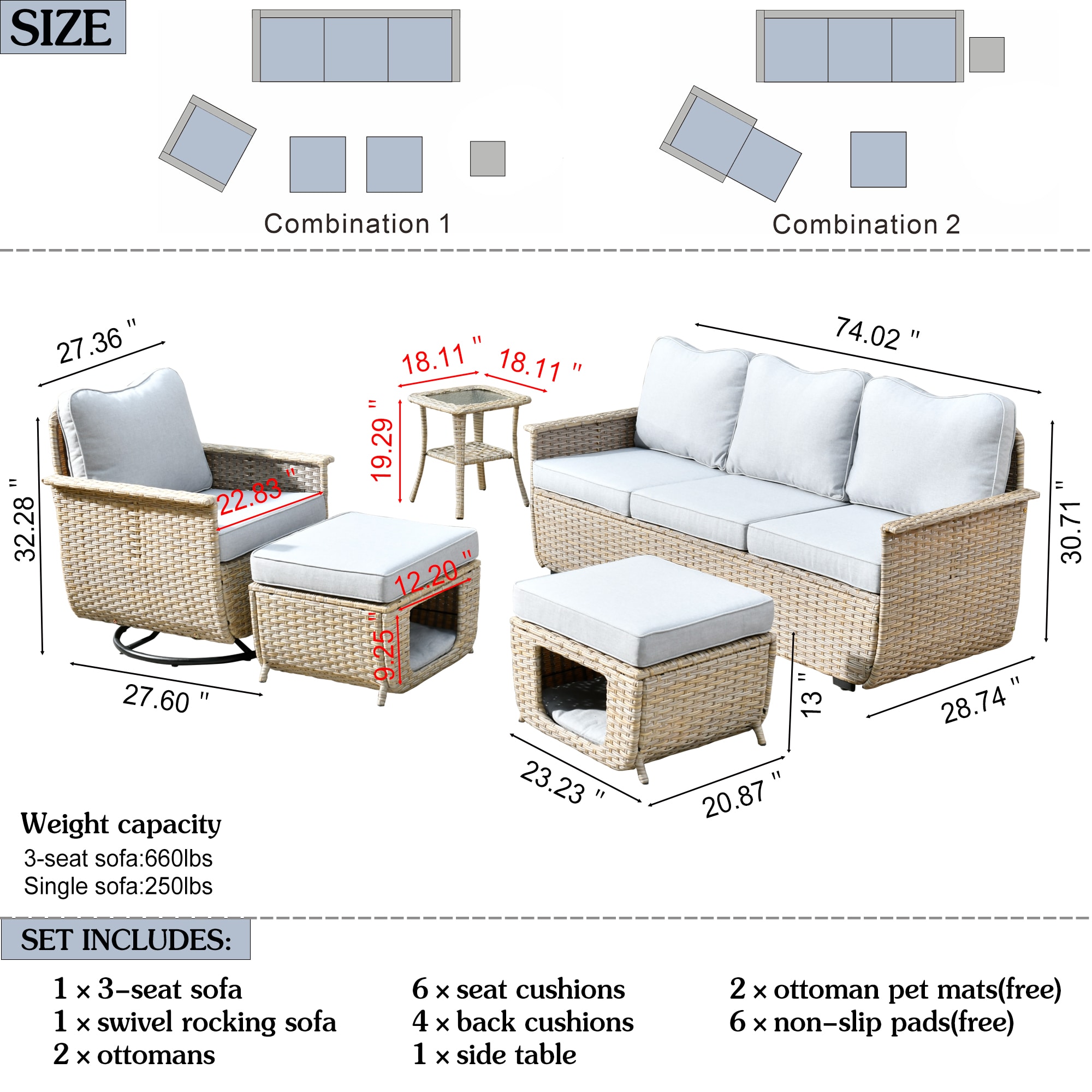 XIZZI XIMW402-5RC Patio-Conversation-Sets - View #3