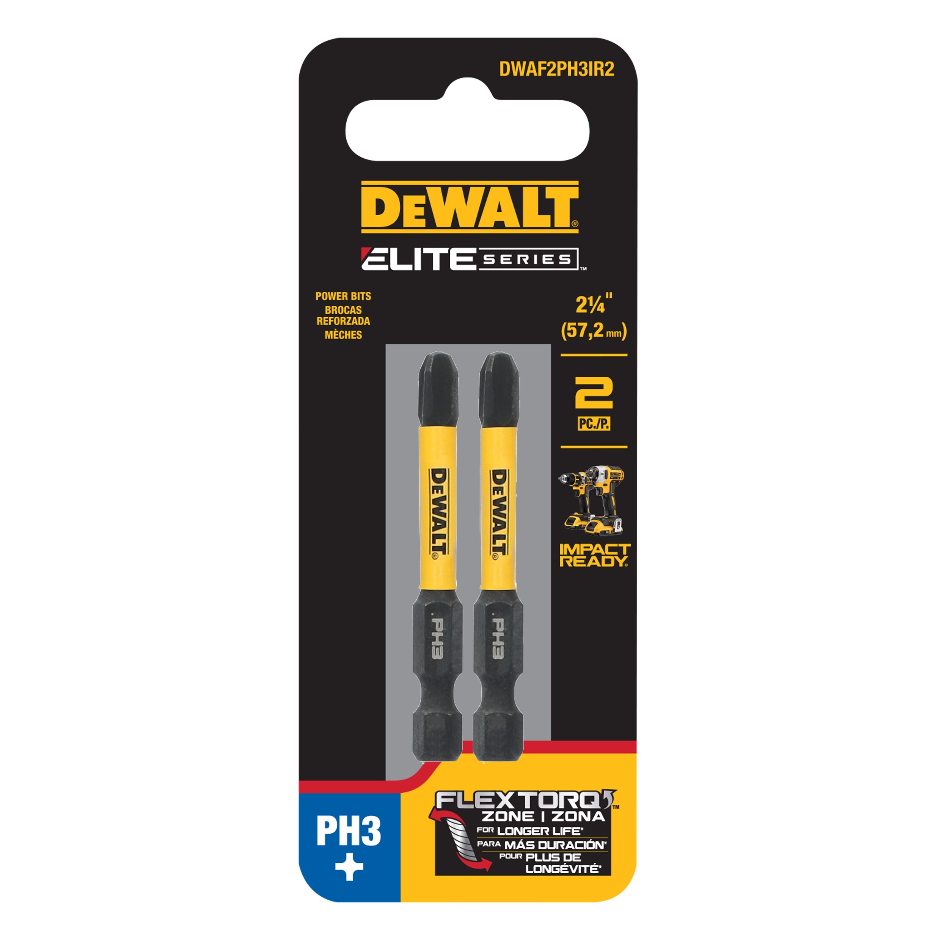 DEWALT DWAF2PH3IR2 ELITE SERIES 1/4-in x 2-1/4-in Phillips Impact Driver Bit Set 2 -Piece