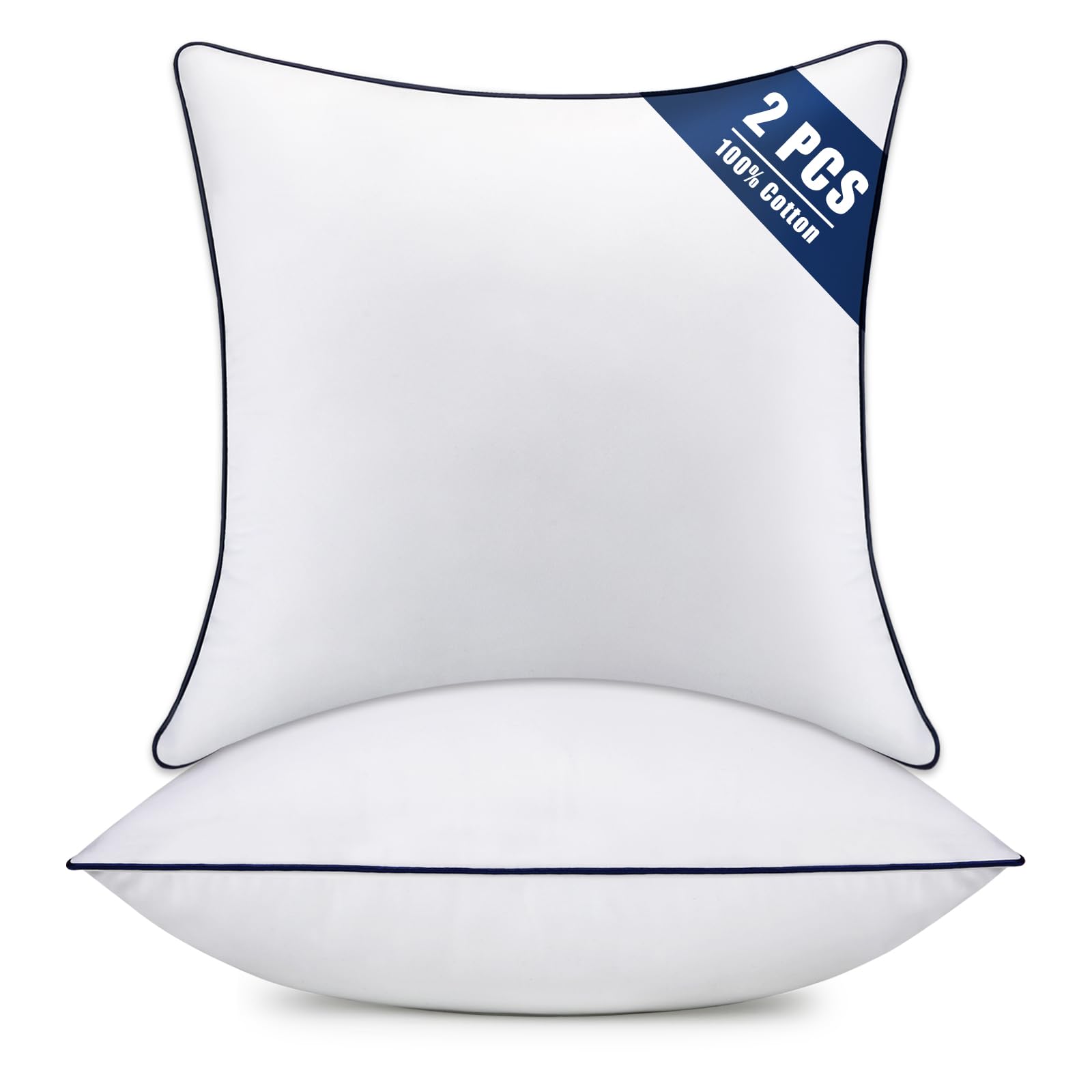 CYIKE  Throw Pillow Inserts Set of 2 Soft Fluffy Square Cushions with 100 Percent Cotton Covers Decorative Pillow Fillers for Sofa Bed Couch