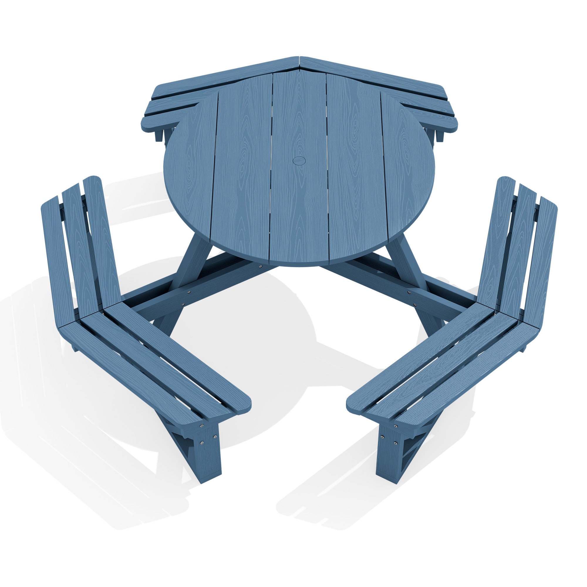 35.43-in Blue Plastic Round Picnic Table