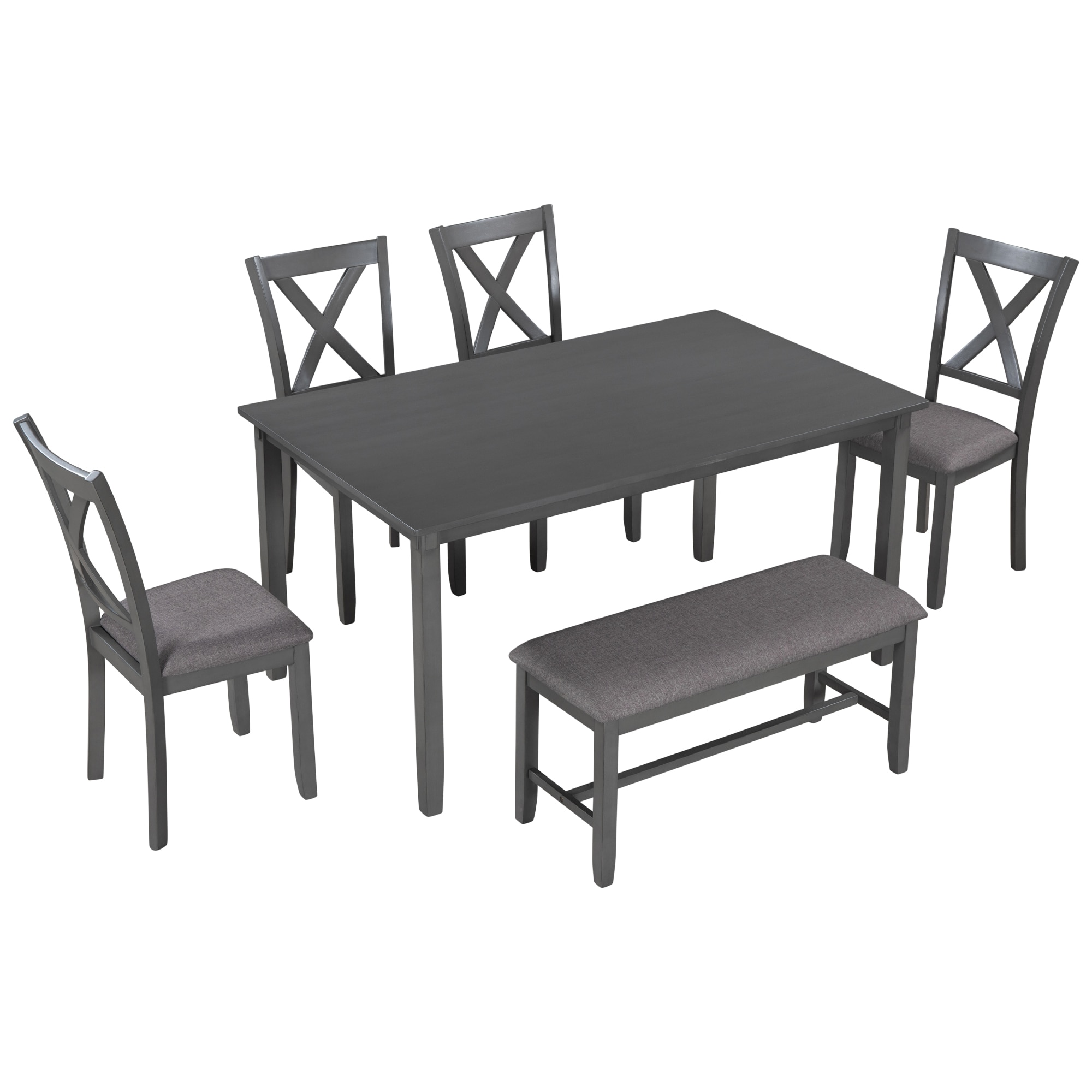 Flynama L-ST000066AAE Gray Contemporary/Modern Dining Room Set with Rectangular Table ( Seats 6 )