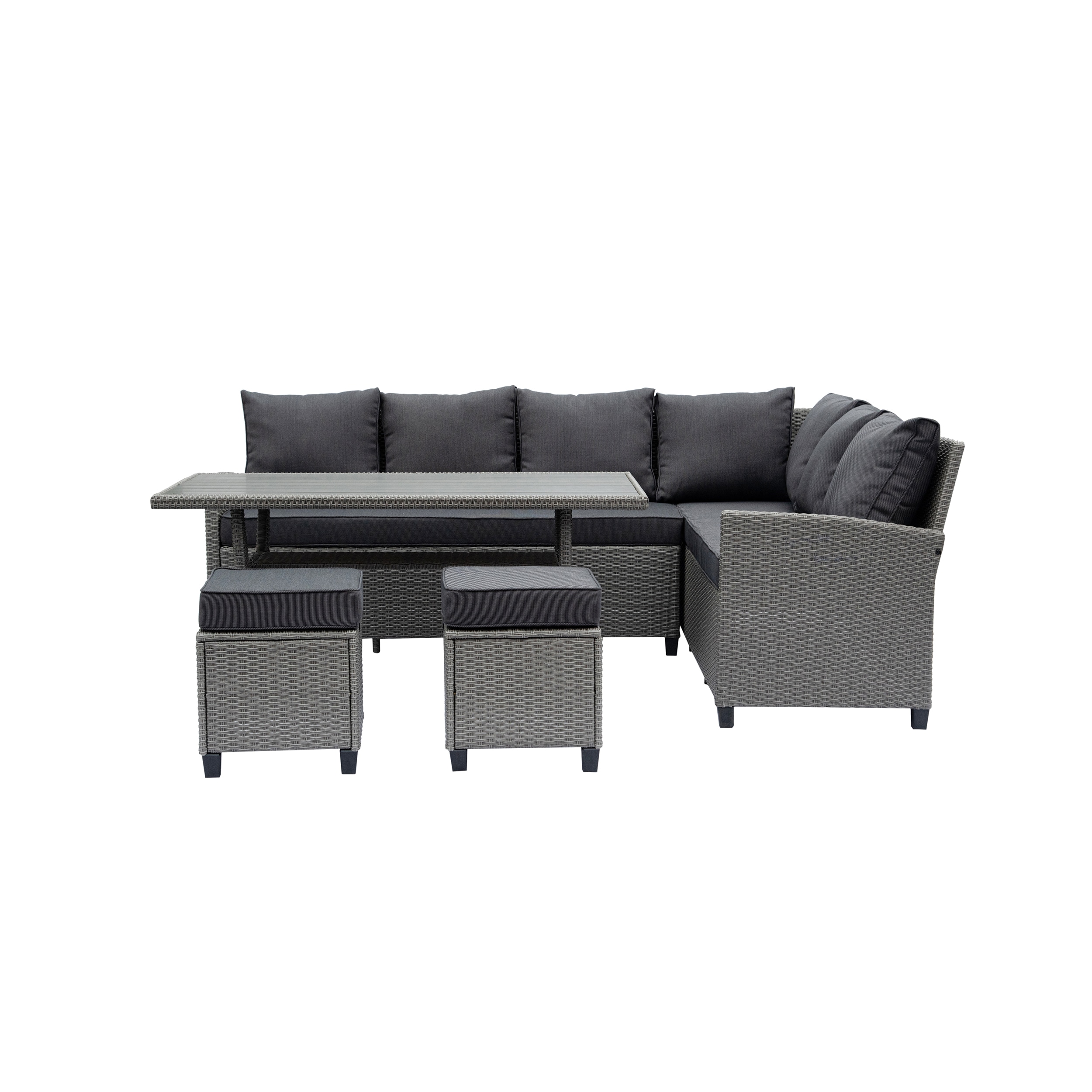 Deko Living COP30006 5 -Piece Wicker Patio Sofa Conversation Set with Gray Cushions