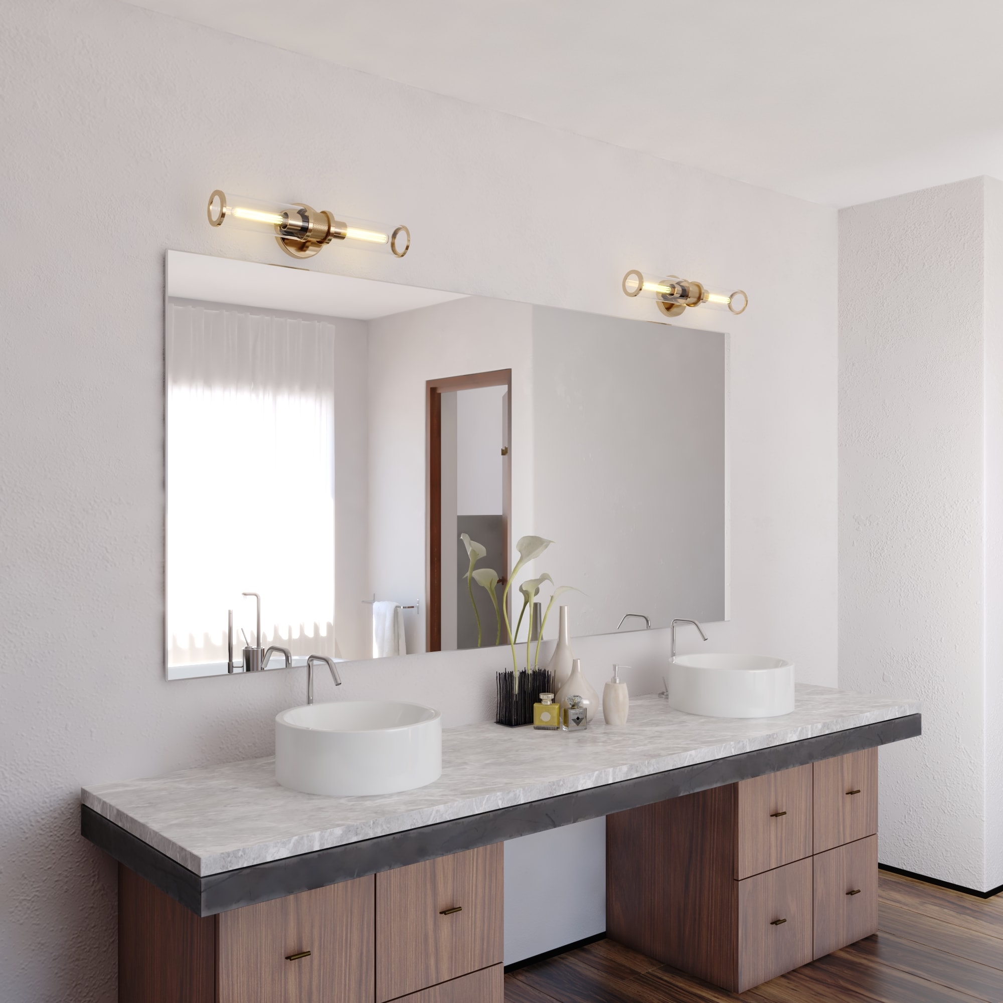 Cascadia Levitt 19.25-in 2-Light Satin Brass Modern/Contemporary Vanity ...