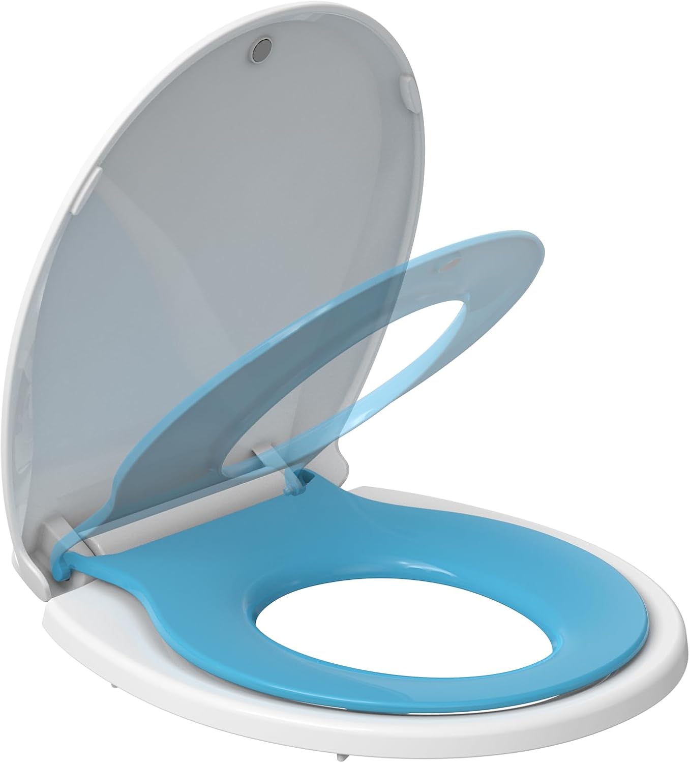 Qeetex DHZ-PHO-0VP6RHCS Toilet Seat Cover 17 inch Toddler Toilet Seat for Kids Potty Training Soft-Close Design with PP Material Built-In Child Seat for Toddlers Easy to Clean and Install - Blue