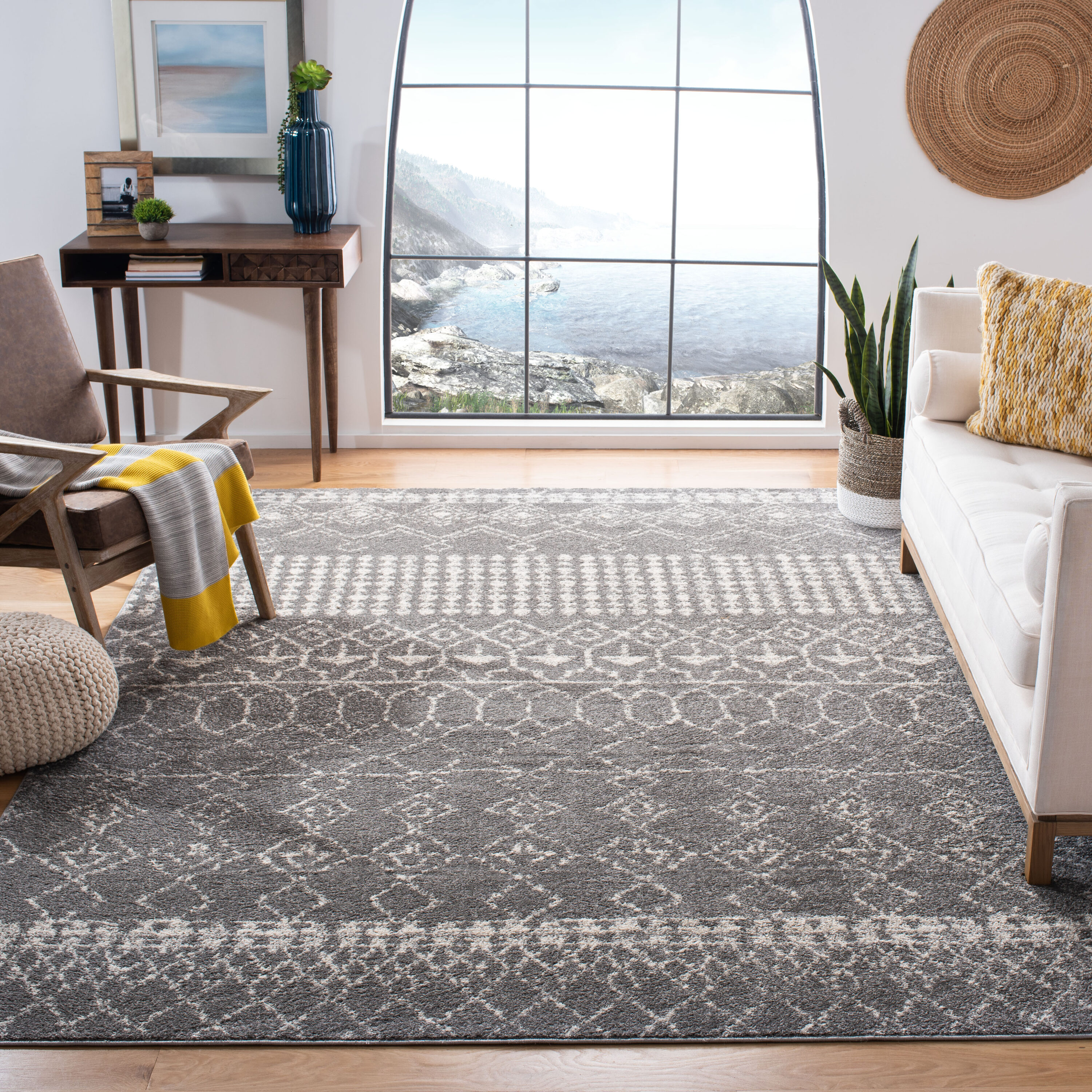 Safavieh TUL229F-10 Tulum Artesia 10 x 13 (ft) Loomed Polypropylene Gray/Ivory Rectangular Indoor Geometric Bohemian/Eclectic Area rug