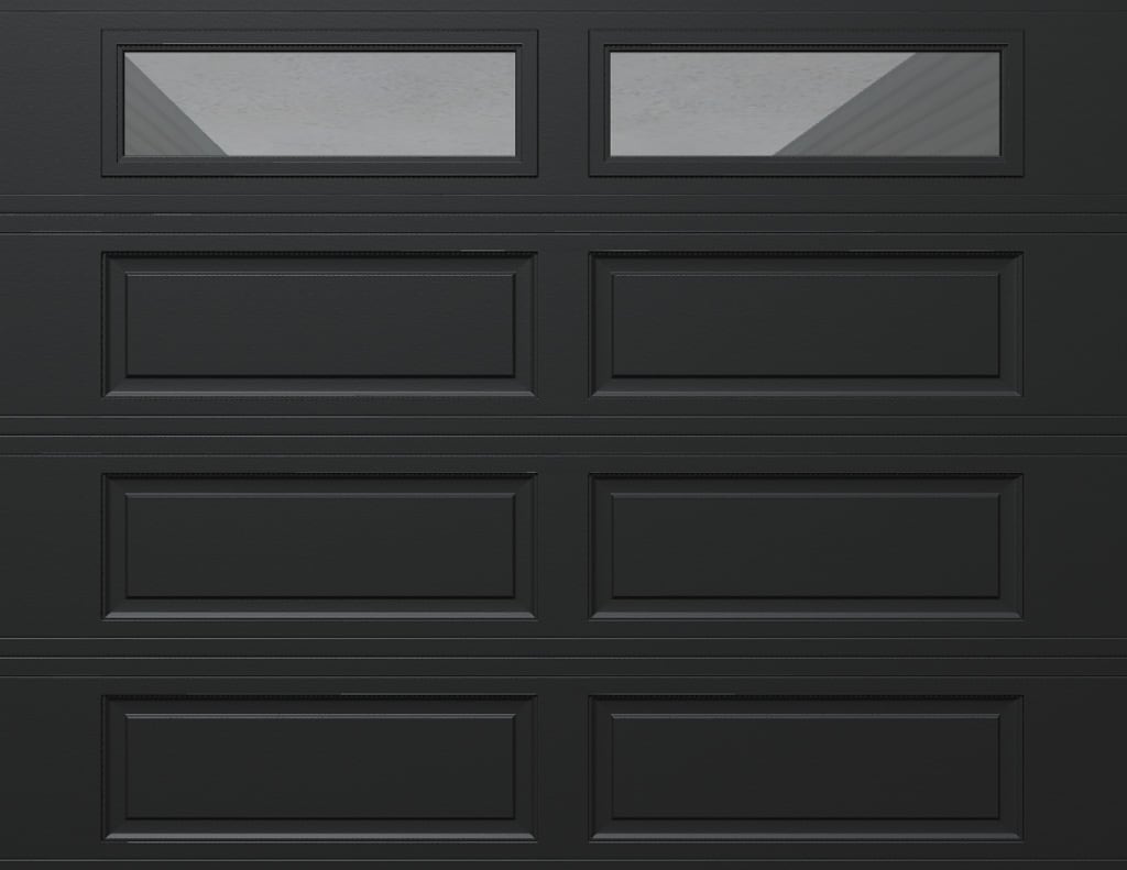 Wayne Dalton 8500RNCHBLCLRII97 Classic Steel Model 8500 8-ft x 7-ft Insulated Black Single Garage Door with Windows