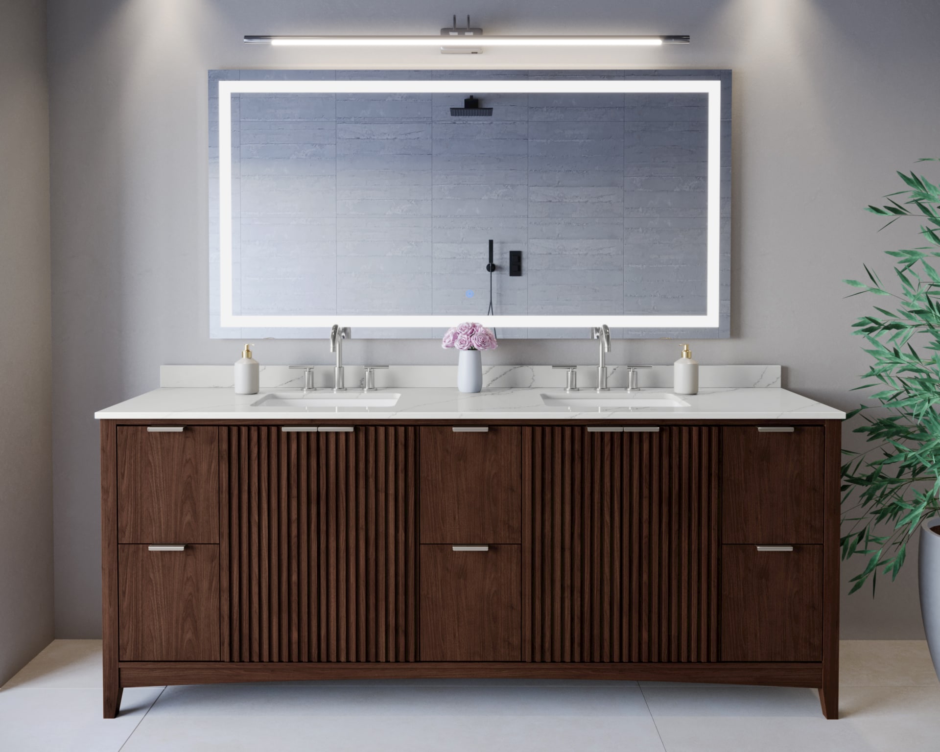 Wyndham Collection Palmilla Wood Undermount Single and Double Sink Bathroom Vanity with Quartz and Cultured Marble Tops