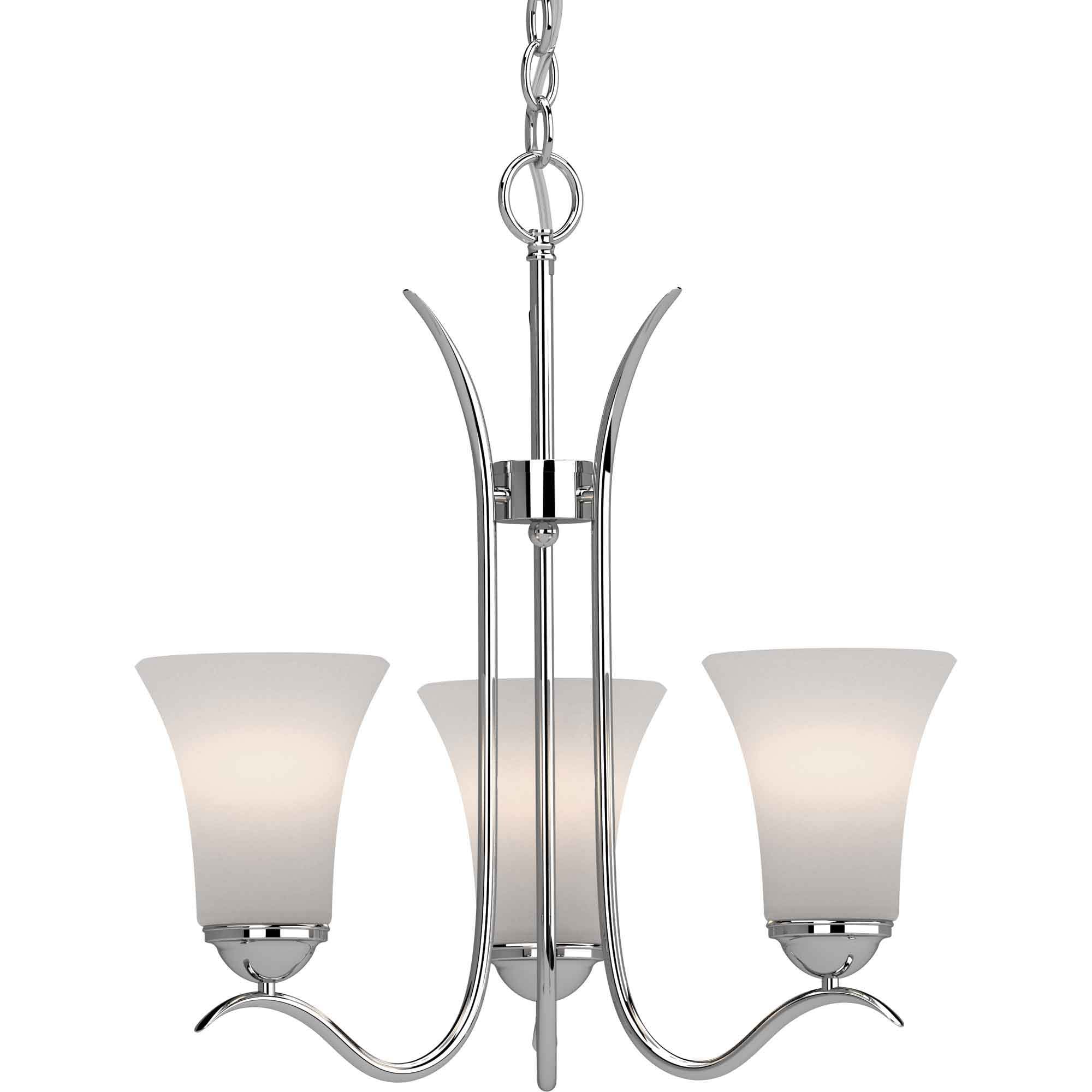 Mini Transitional Polished Nickel 18" Chandelier with Frosted Glass