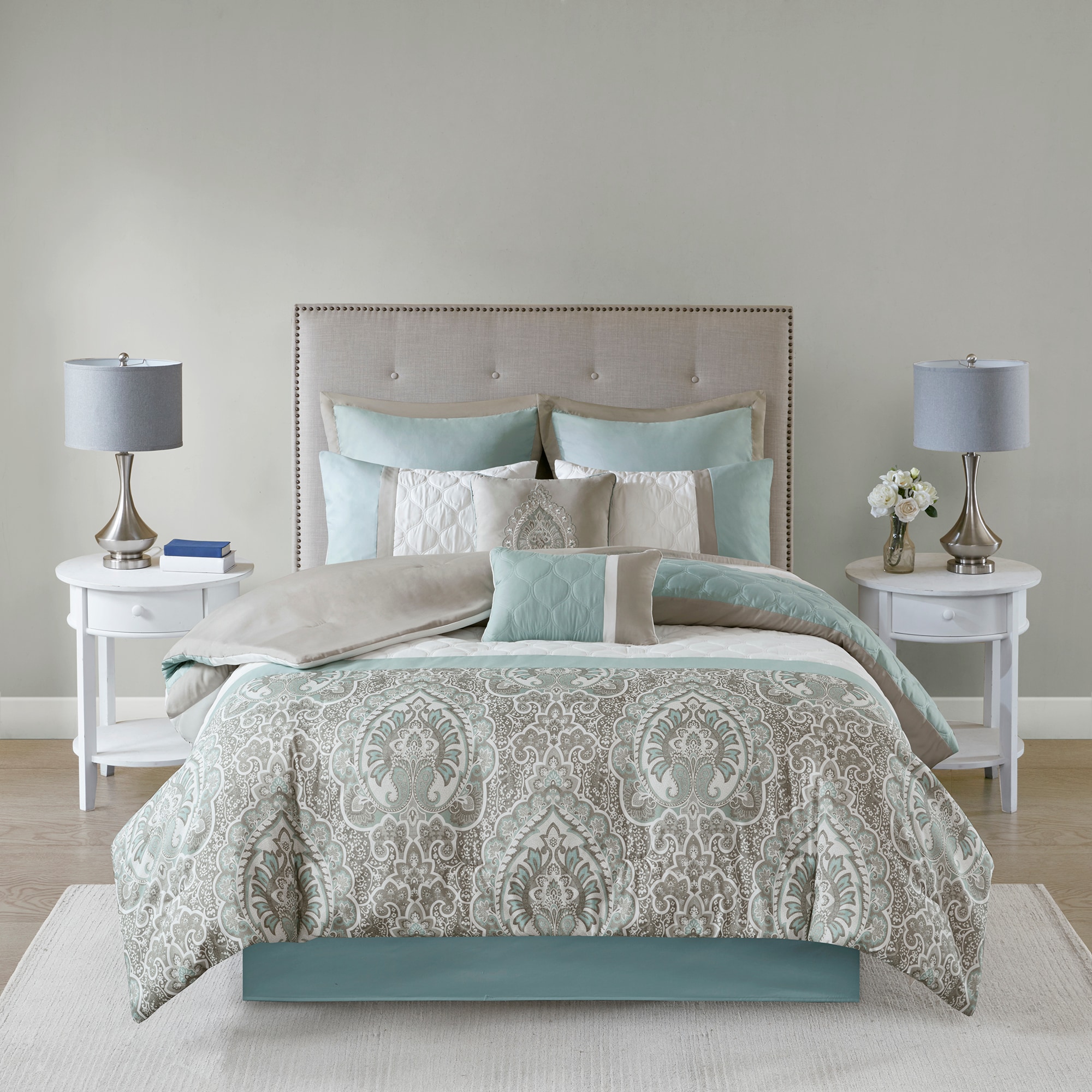 510 Design 5DS10-0051 8 -Piece Seafoam King Comforter Set