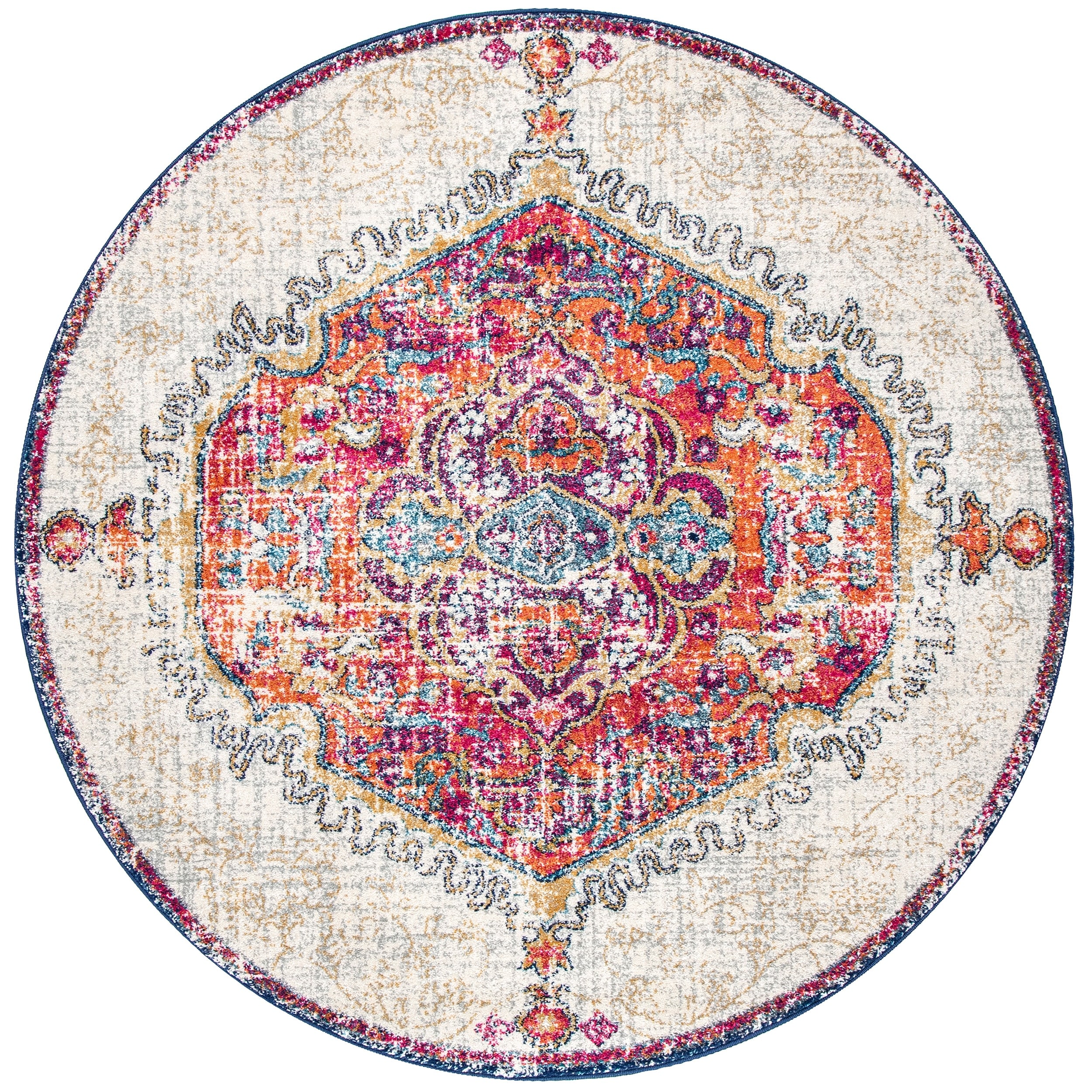 nuLOOM RZBD63A-R808 8 x 8 (ft) Loomed Polypropylene Multi Round Indoor Medallion Vintage Area rug