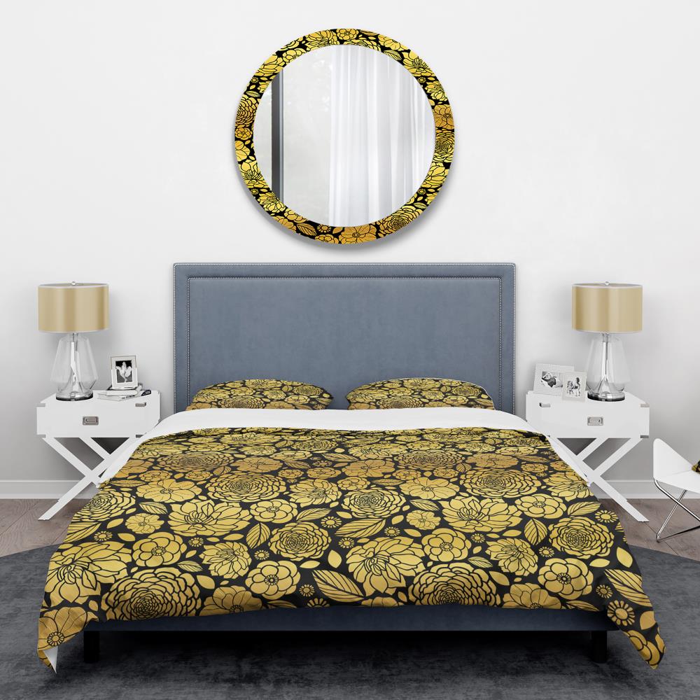 Designart BED24117-Q 3 -Piece Gold Queen Duvet cover Set