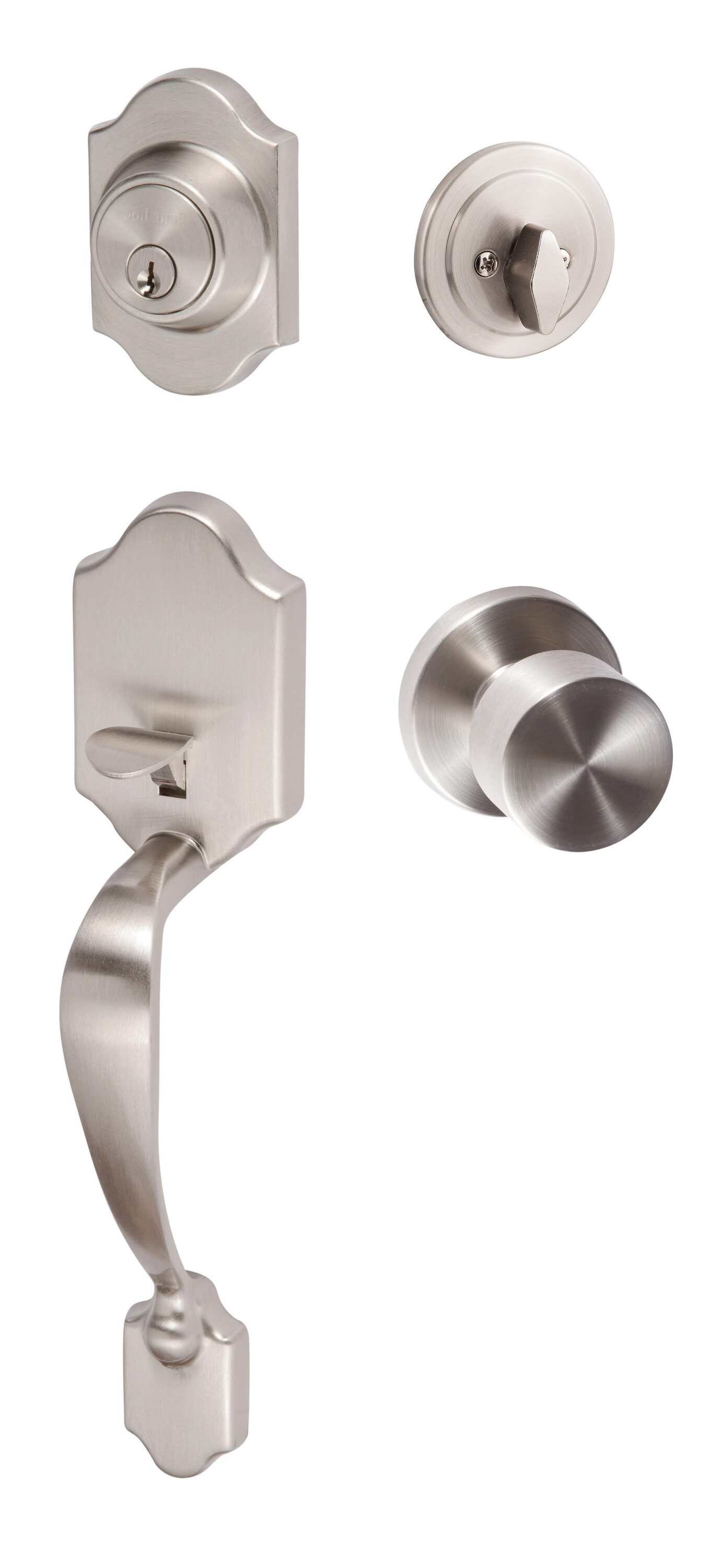 Sure-Loc Hardware CR507-BG-RD 15 SureLoc Coral Satin Nickel Single-Cylinder Deadbolt Universal Exterior Keyed entry Door Handle