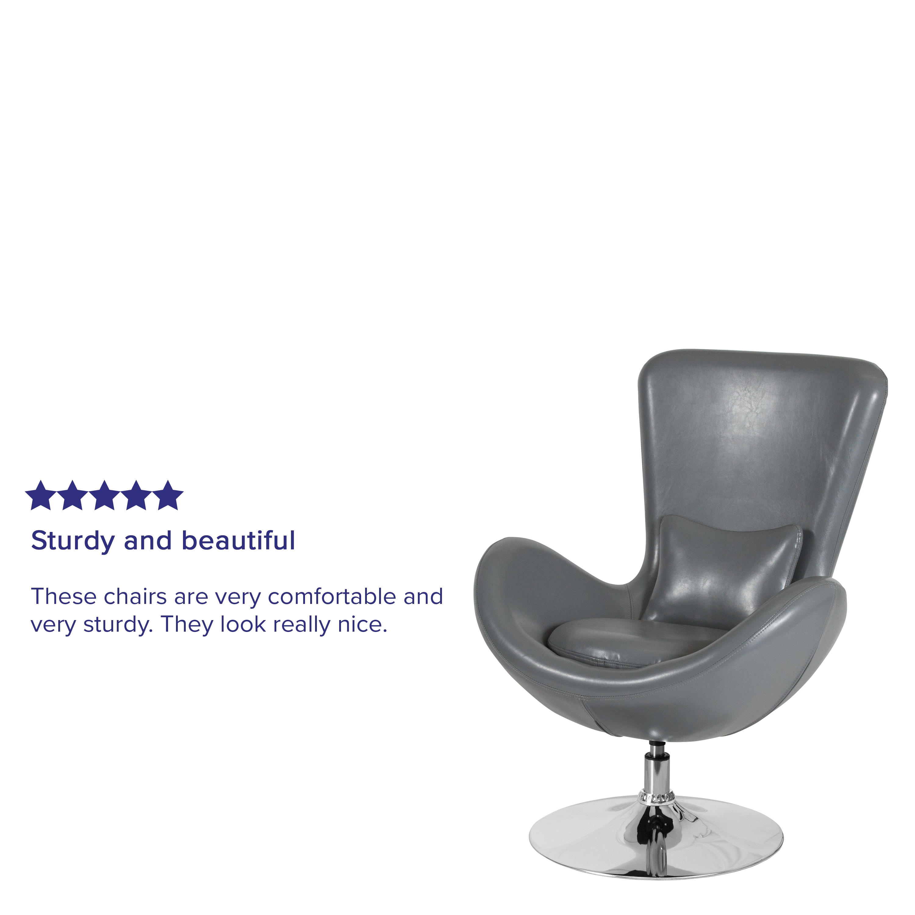 High Back Gray LeatherSoft Swivel Reception Chair with Metal Base