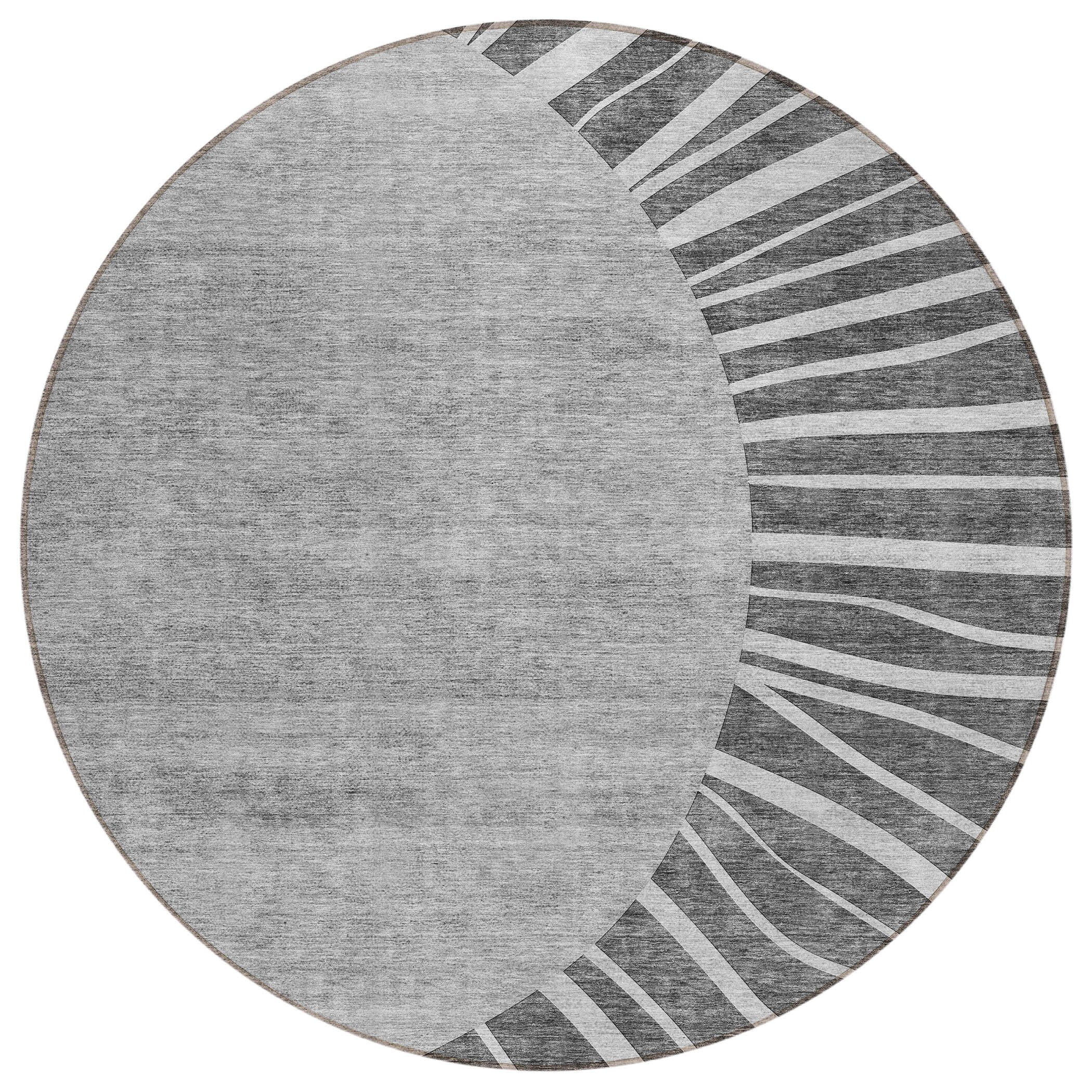 Addison Rugs ACN668CC8RO Chantille ACN668CC 8 x 8 (ft) Polyester Gray Round Indoor/Outdoor Geometric Machine washable Area rug