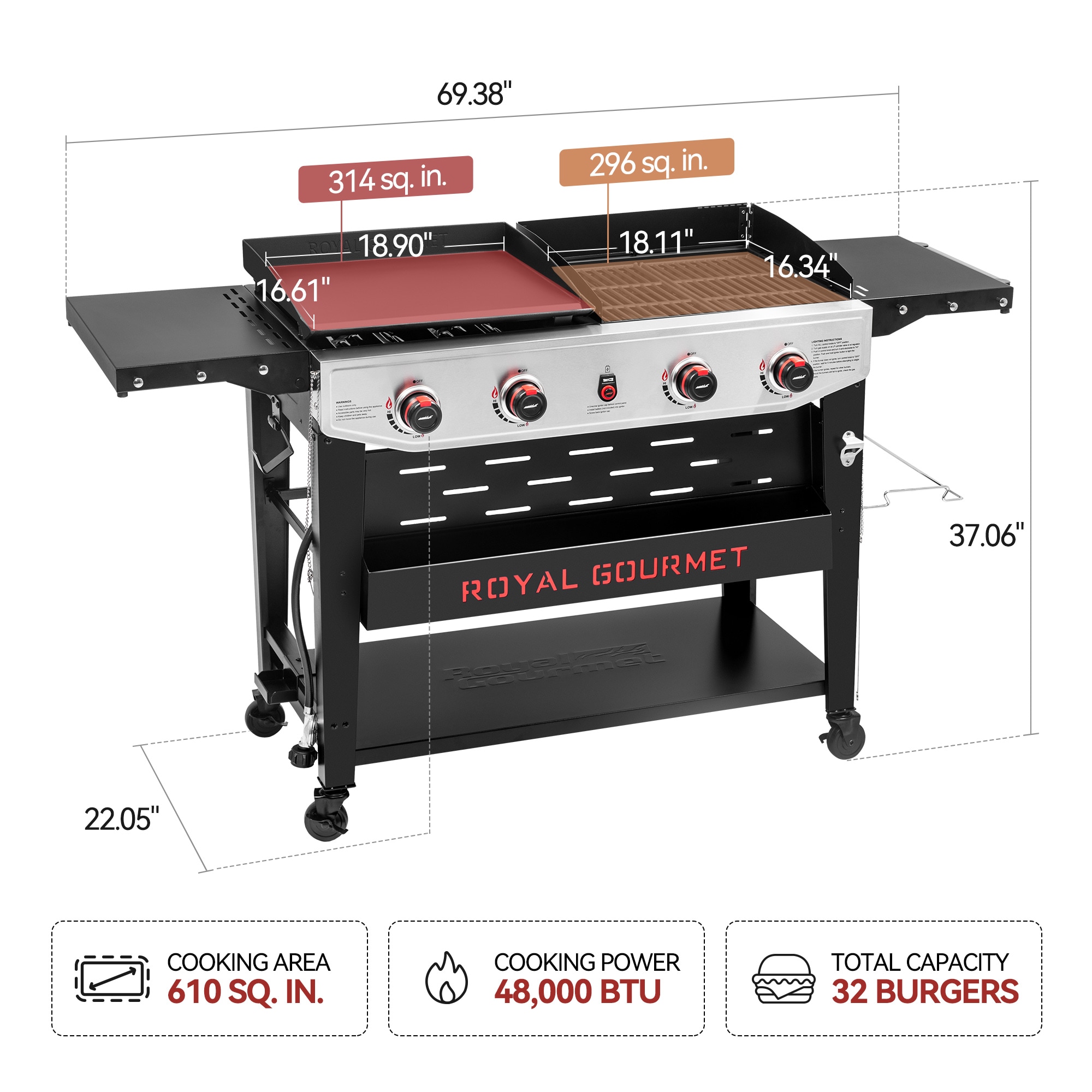 Royal Gourmet GD405B Gas-Grill - View #14