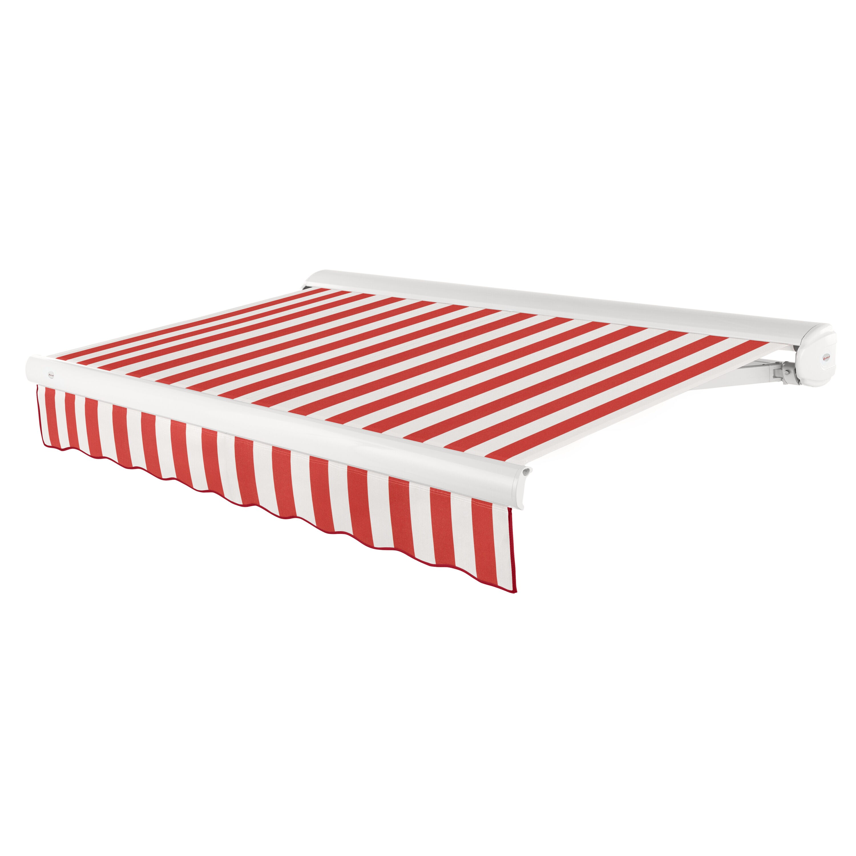Awntech KWL20-L-RW Key West 240-Inches Wide x 120-Inches Projection x 10-Inches Height Fabric Red/White Stripe Striped Motorized Retractable Patio Awning