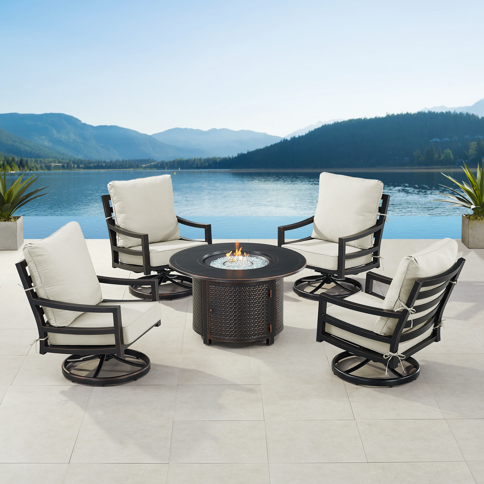Oakland Living HUDSON4CHMATERALGCU 15-Piece Patio Conversation Set with Gray Cushions
