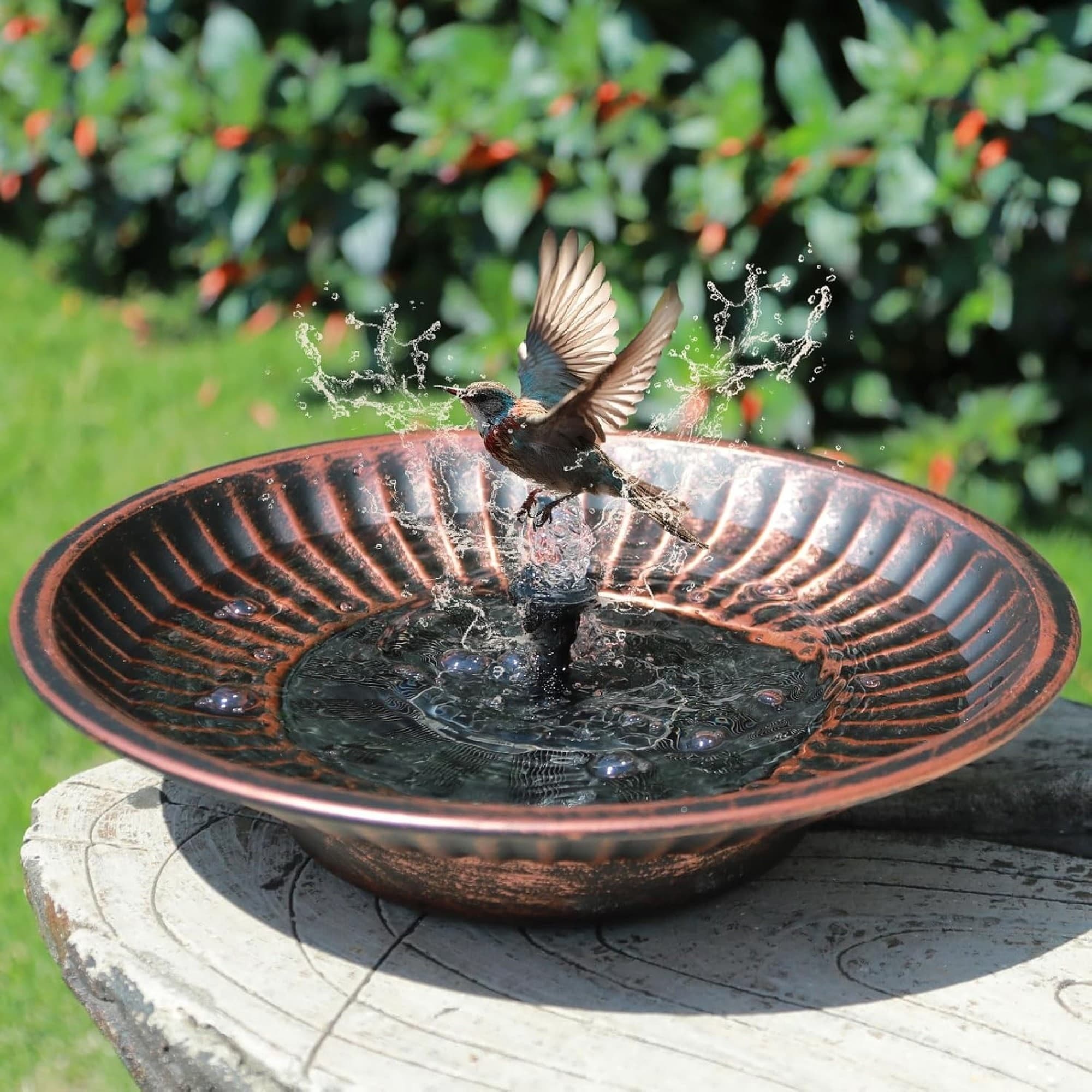 Angel Sar - 12.3 in Solar Fountain Bird Bath for Outside Metal Solar Bird Bath Fountain Bird Bath...