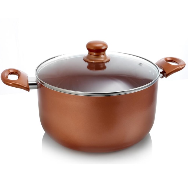 Better Chef Better Chef 13 Qt Copper Colored Ceramic Coated Dutch Oven with  Glass Lid in the Cooking Pots department at