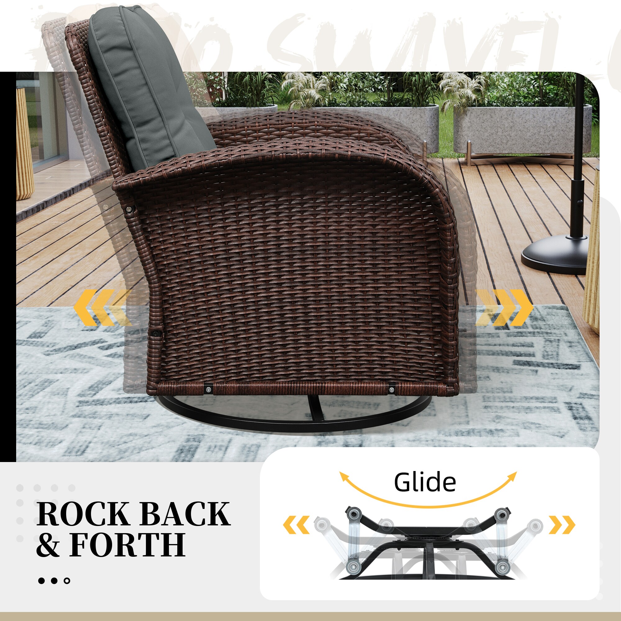 UPHA Y11BR-DGRAY Patio-Conversation-Sets - View #5