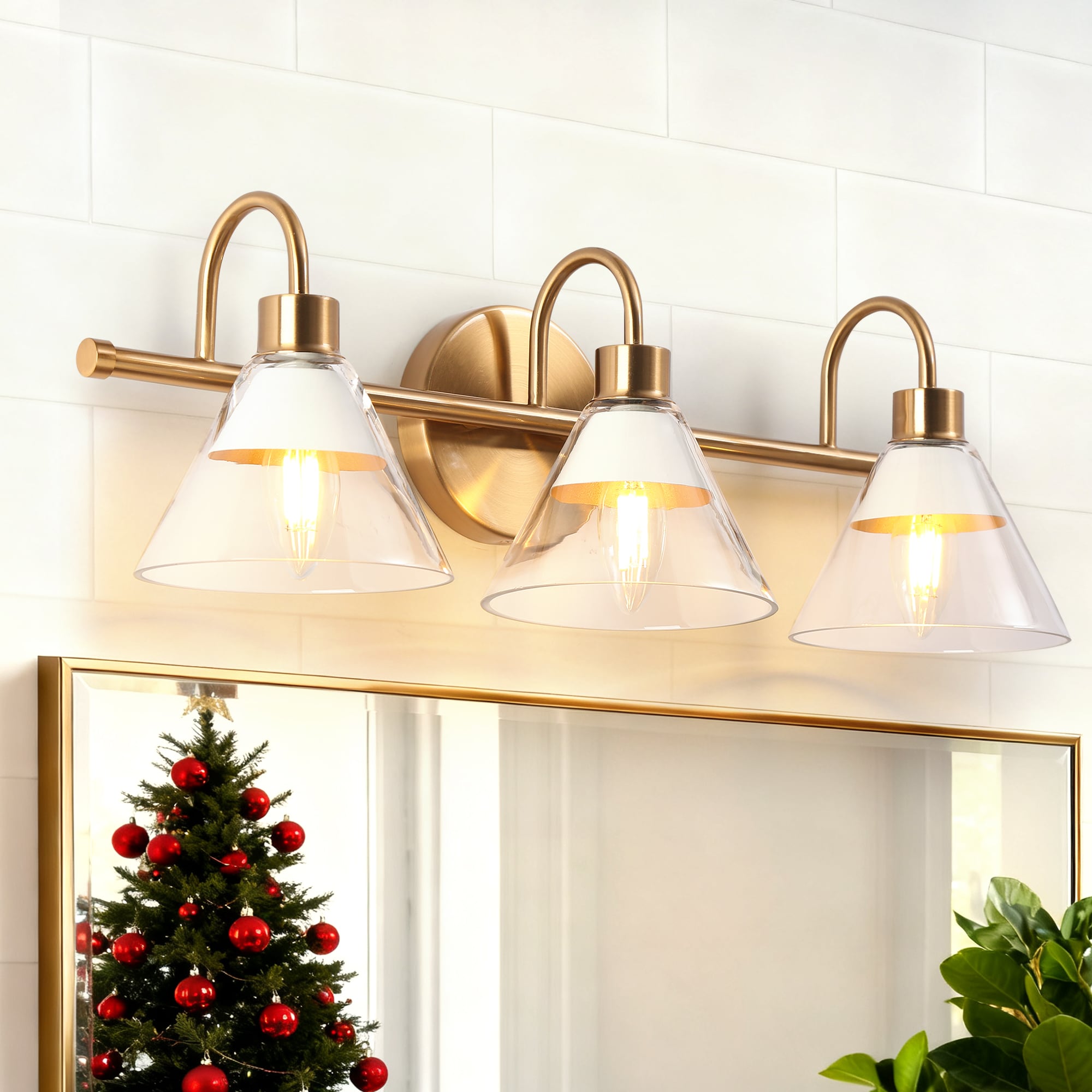 Uolfin YYIF3E-LWS24066-C7 21-in 3 -Light Matte Gold Modern/contemporary Vanity light