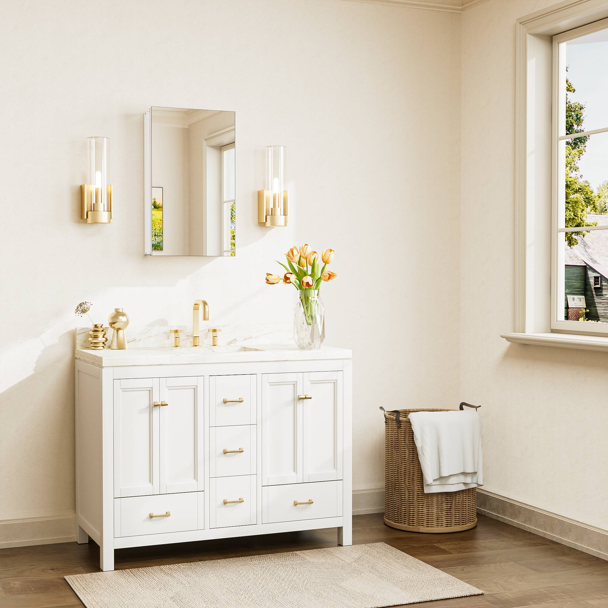 Keonjinn LW-JG-FXFJP-3561-WH Bathroom-Medicine-Cabinets - View #2