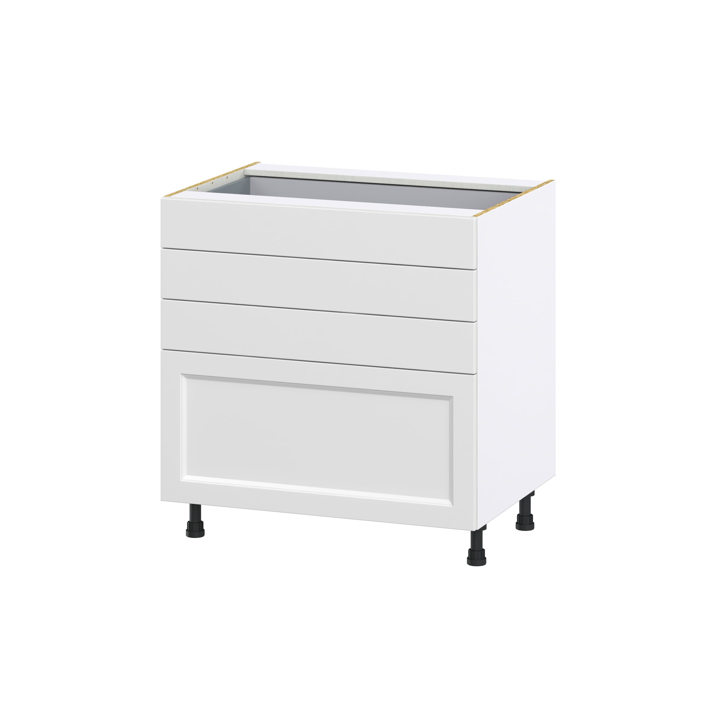 Hugo&Borg Riviera 33-in W x 34.5-in H x 24-in D Bright White 3-Drawer Base Fully Assembled Cabinet (Recessed Panel Style)