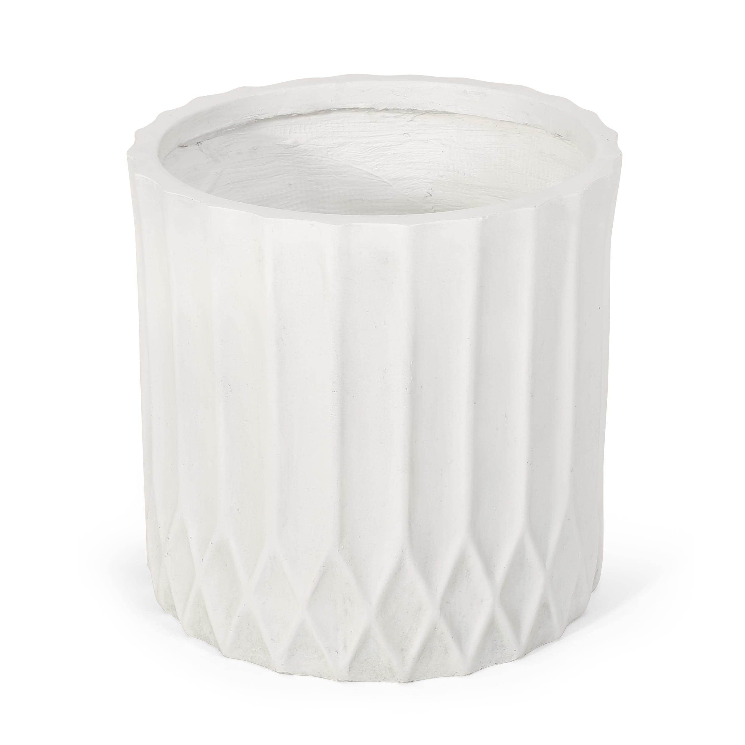 AHIOU HOME Round 16.5-in W x 16.5-in L White Concrete Indoor/Outdoor Planter