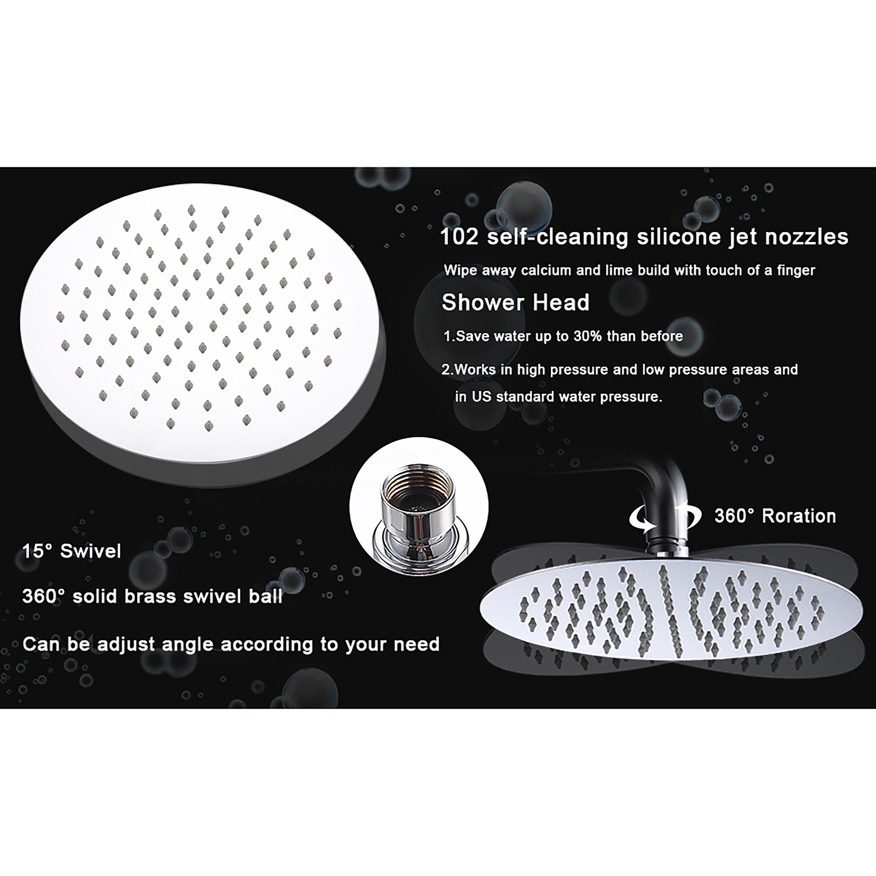 CASAINC HM-T206-RO-BN Showerhead-Bar-Panels - View #10