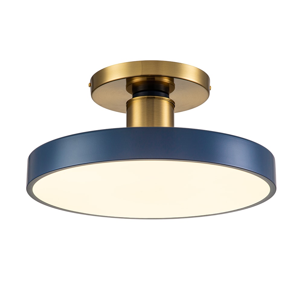 HUOKU PD1037871 NIMBUS 1 -Light 15.7-in Brushed Blue Integrated LED Semi Flush Mount Light