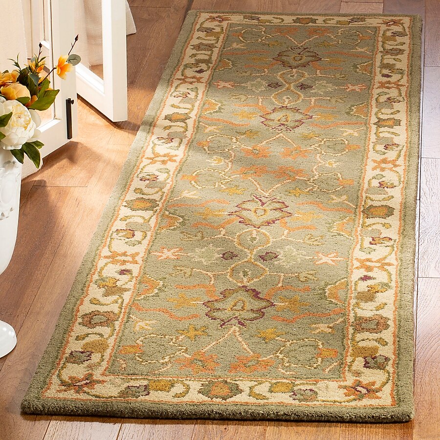 Safavieh Heritage Dombi 2 x 20 Light Green/Beige Indoor Floral/Botanical Oriental Handcrafted Runner Safavieh Heritage Dombi 2 x 20 Light Green/Beige Indoor Floral/Botanical Oriental Handcrafted Runner