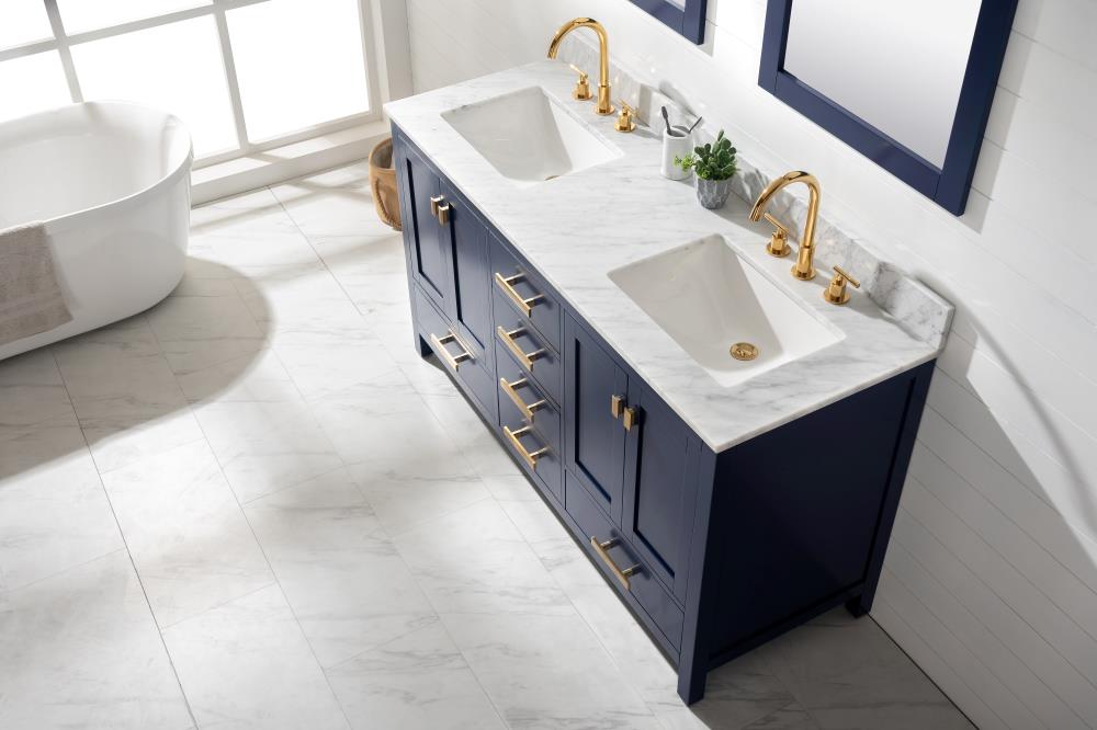 Design Element Valentino 60-in Blue Undermount Double Sink Bathroom ...