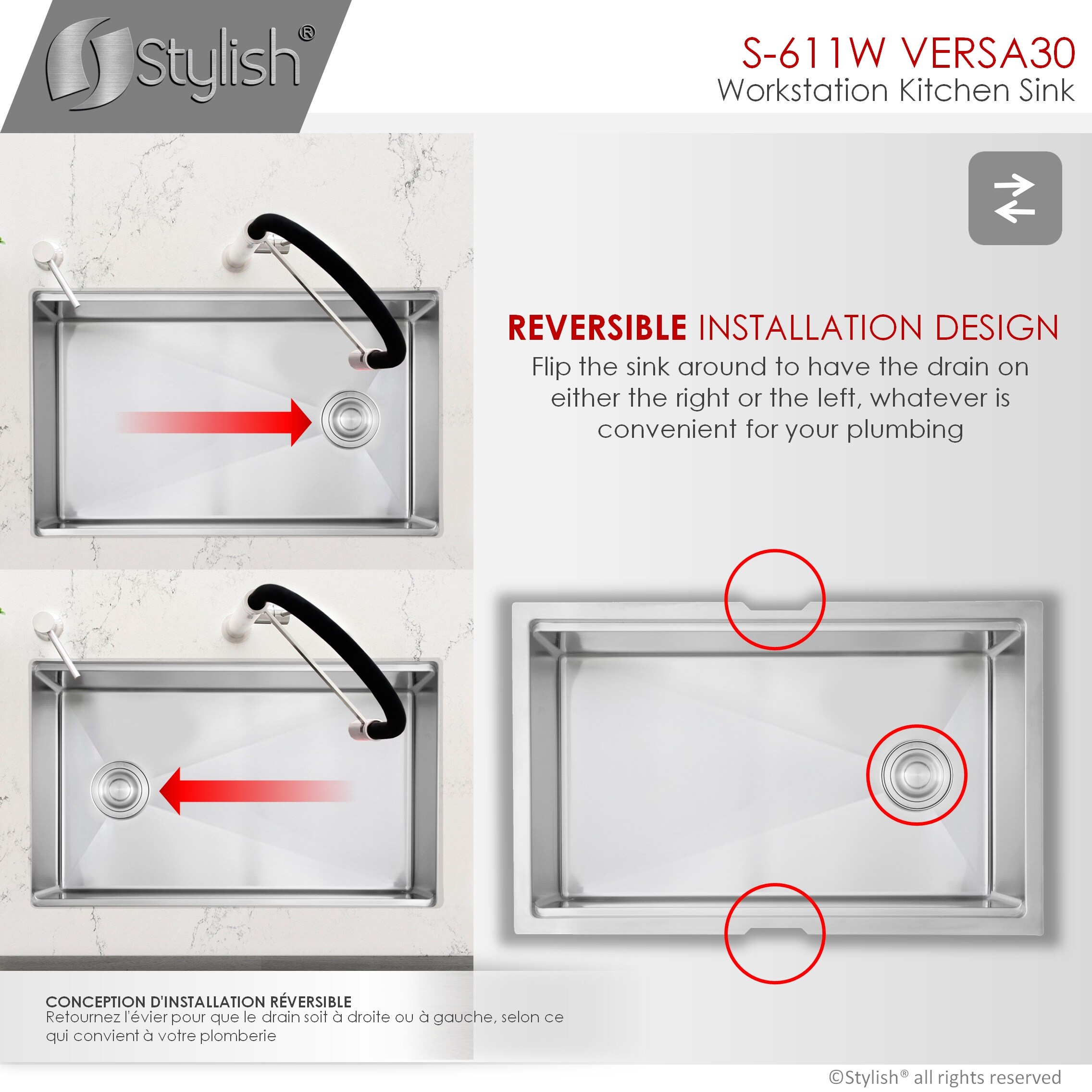 Stylish S-611W1 Kitchen-Sinks - View #15