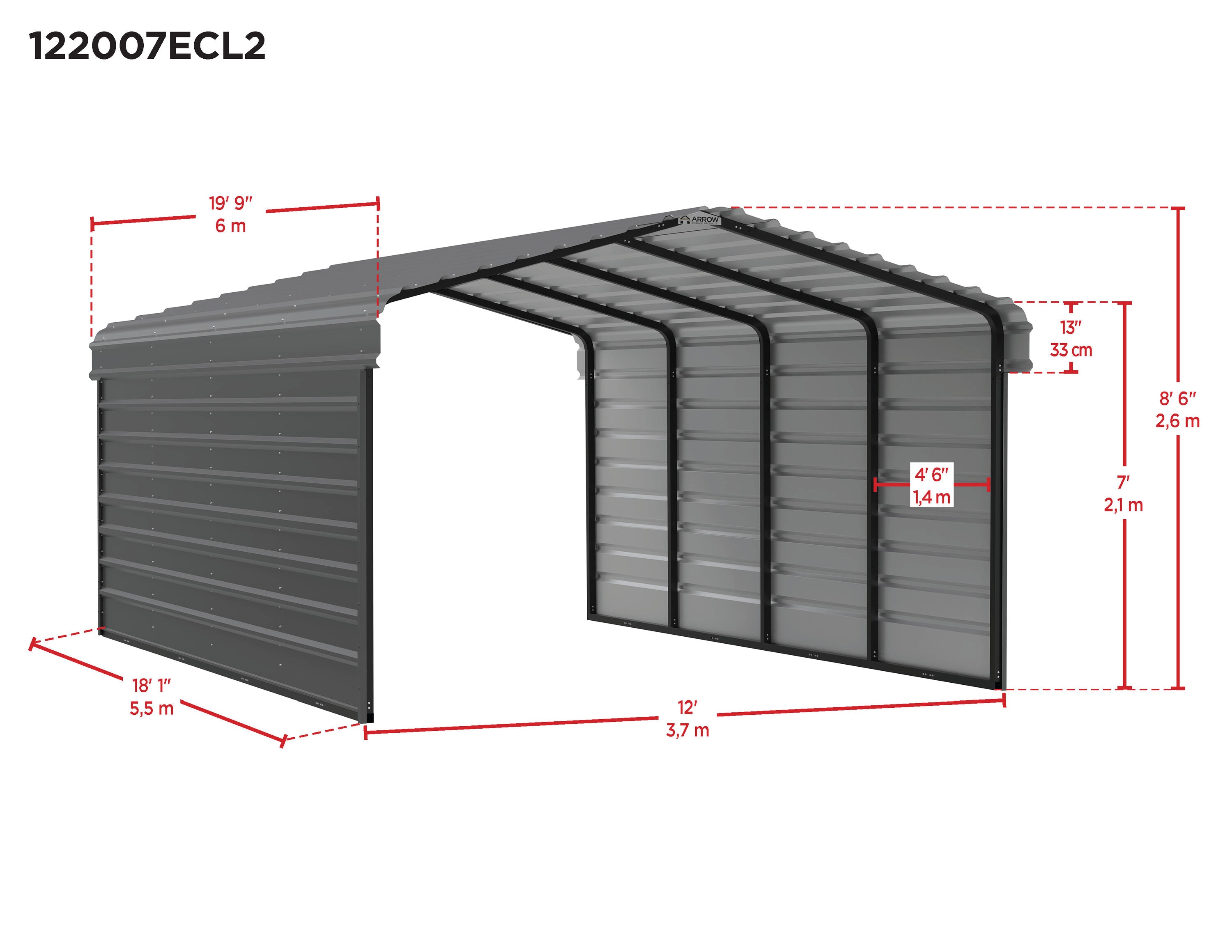 Arrow CPHC122007ECL2 Carport-Covers - View #2