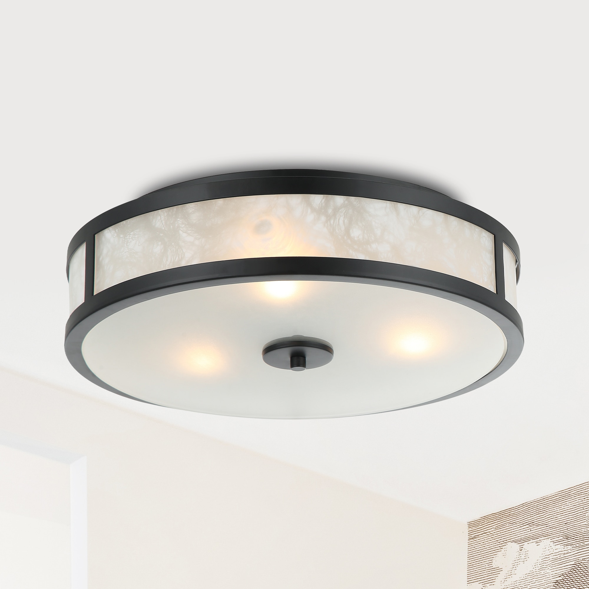 Parrot Uncle HLC-27263-3BK 3 -Light 15.7-in Matte Black Flush Mount Light