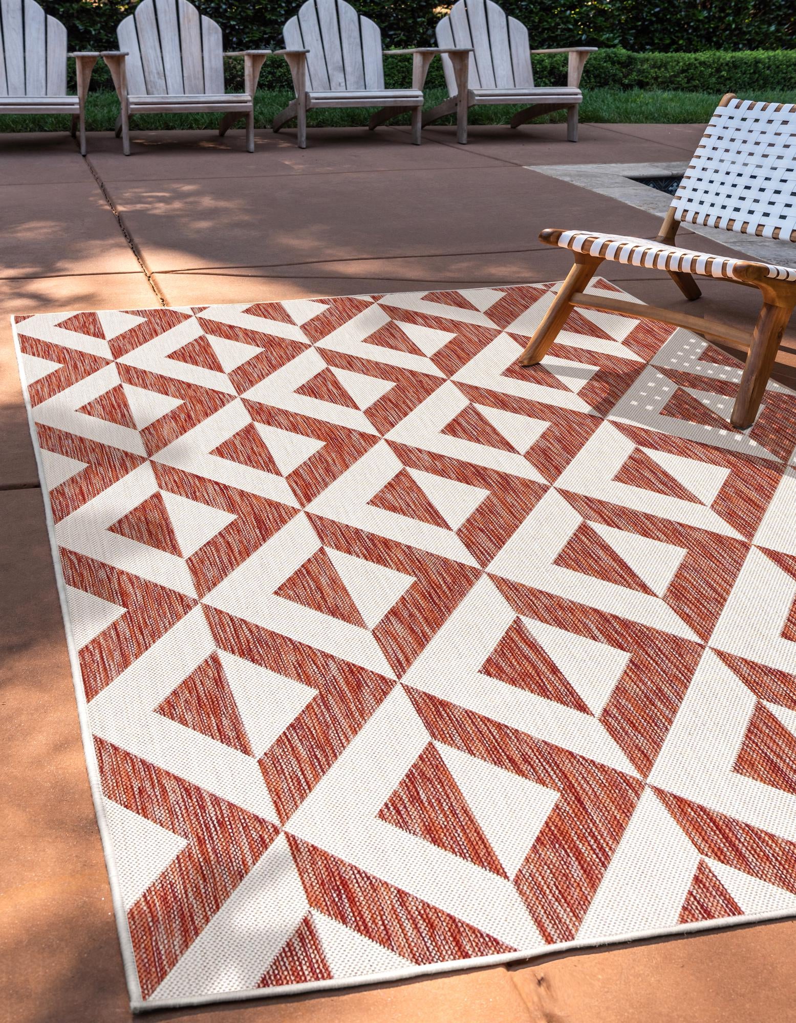 Unique Loom 3152508 Jill Zarin Outdoor 5 x 8 (ft) Loomed Polypropylene Rust Red Rectangular Indoor/Outdoor Geometric Area rug