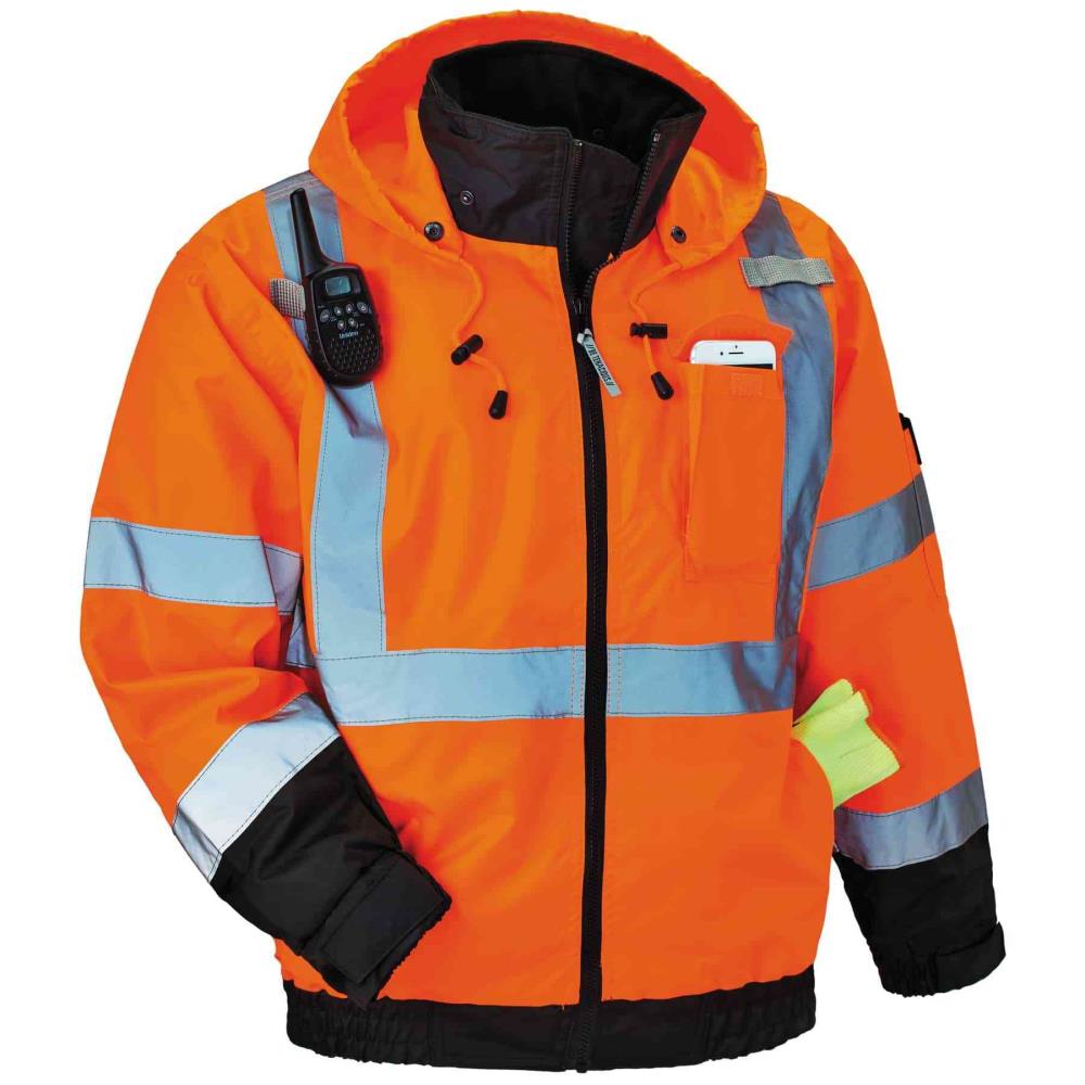 GloWear Adult Unisex Orange Fleece Hooded Insulated Bomber Jacket (X-large)  in the Work Jackets  Coats department at