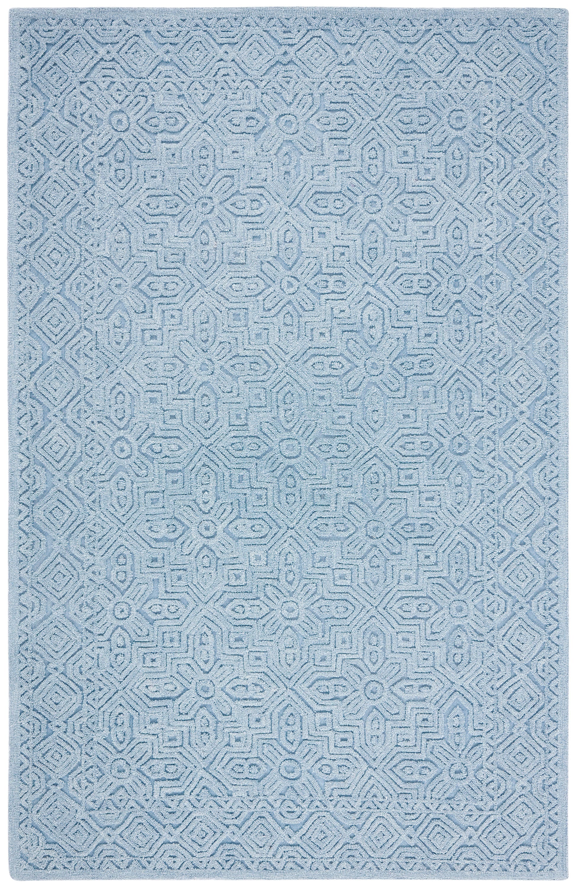 Safavieh TXT101M-4 Textural Audeline 4 x 6 (ft) Tufted Wool Blue Rectangular Indoor Geometric Bohemian/Eclectic Area rug