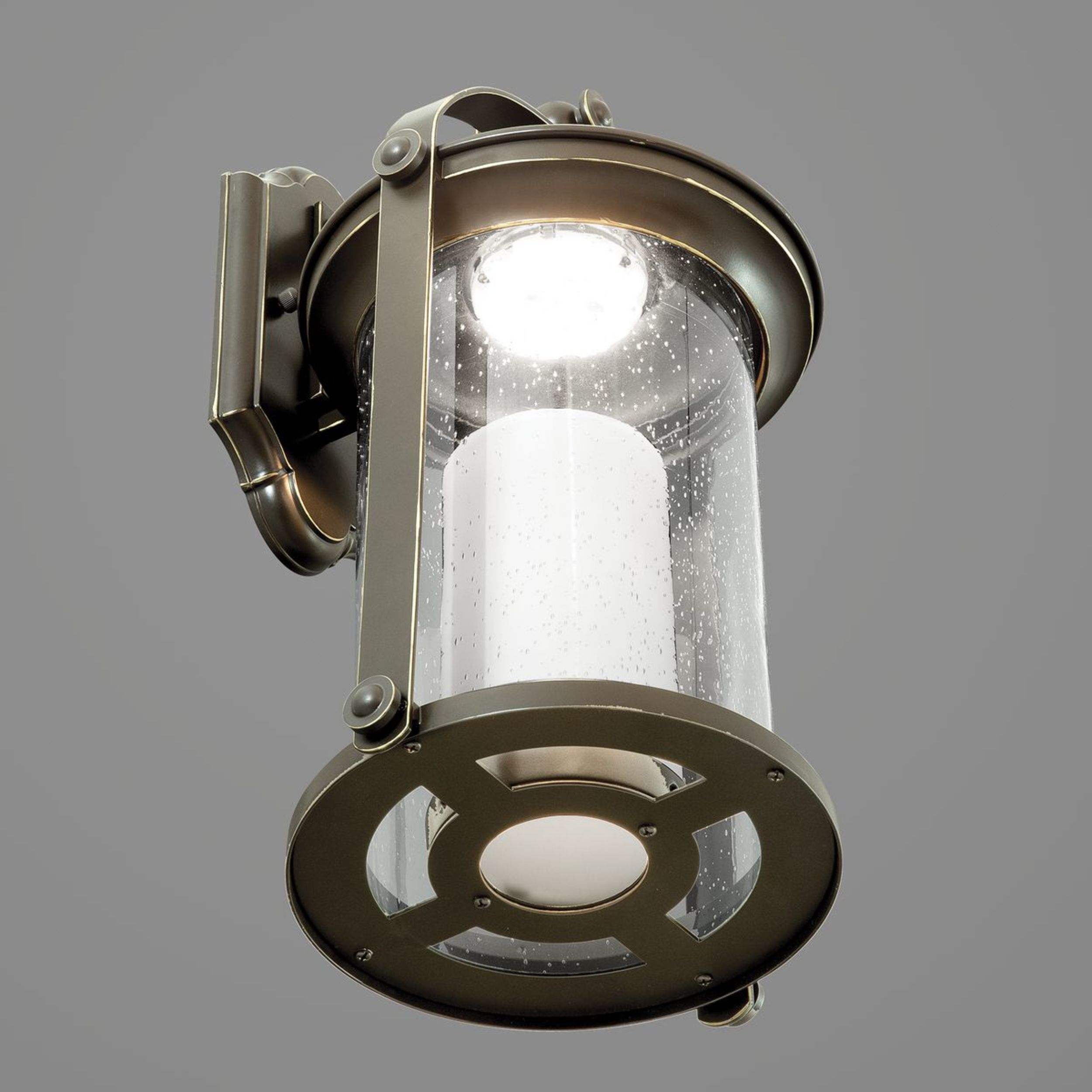 Whitacre Antique Bronze 14" LED Outdoor Wall Lantern with Seeded Glass