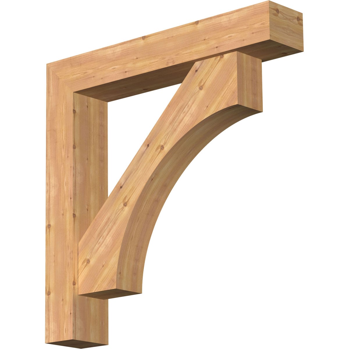 Ekena Millwork 1464501 Westlake Block Smooth Bracket with Offset Brace 7-1/2-in x 42-in x 42-in Western red cedar Brown Wood Standard bracket